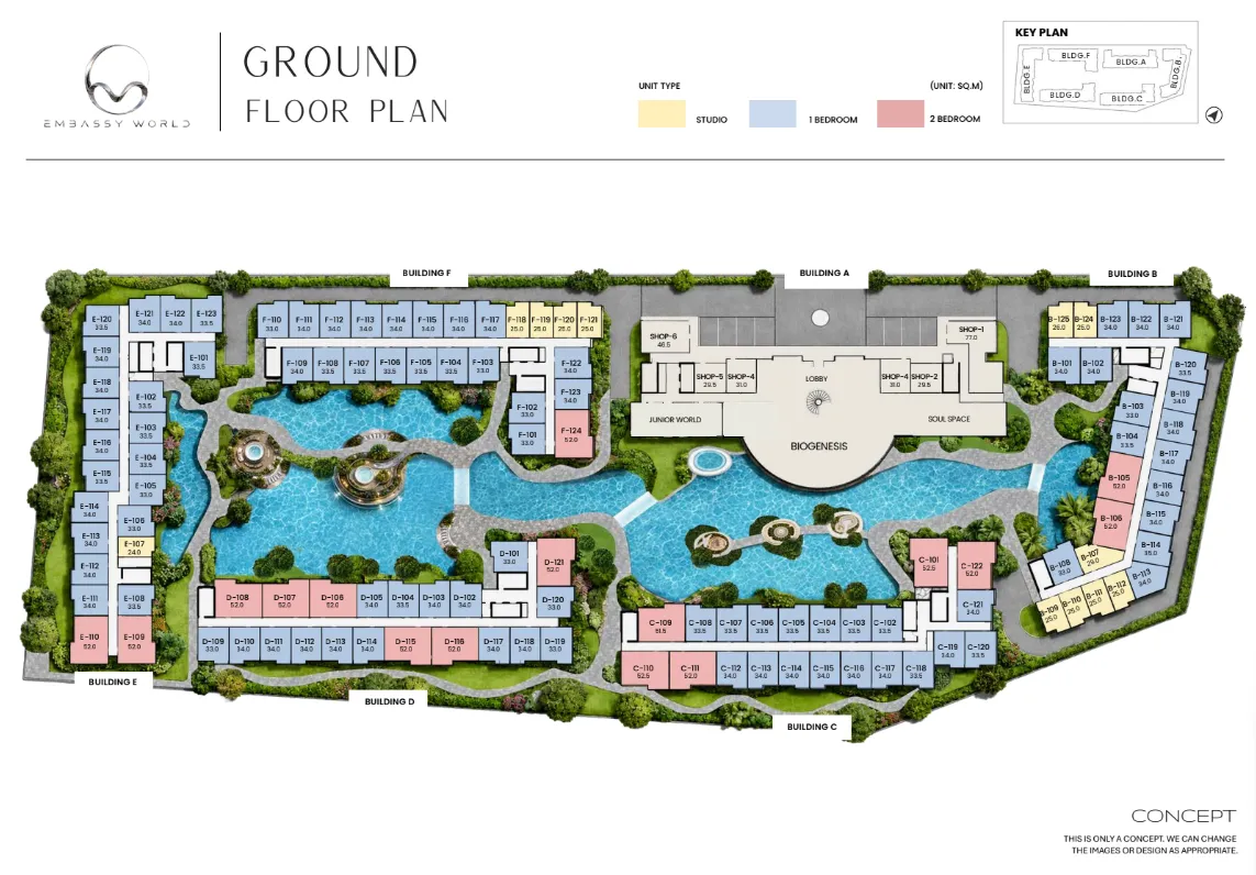 Building Floor Plan of Embassy World - Ground Floor Floor