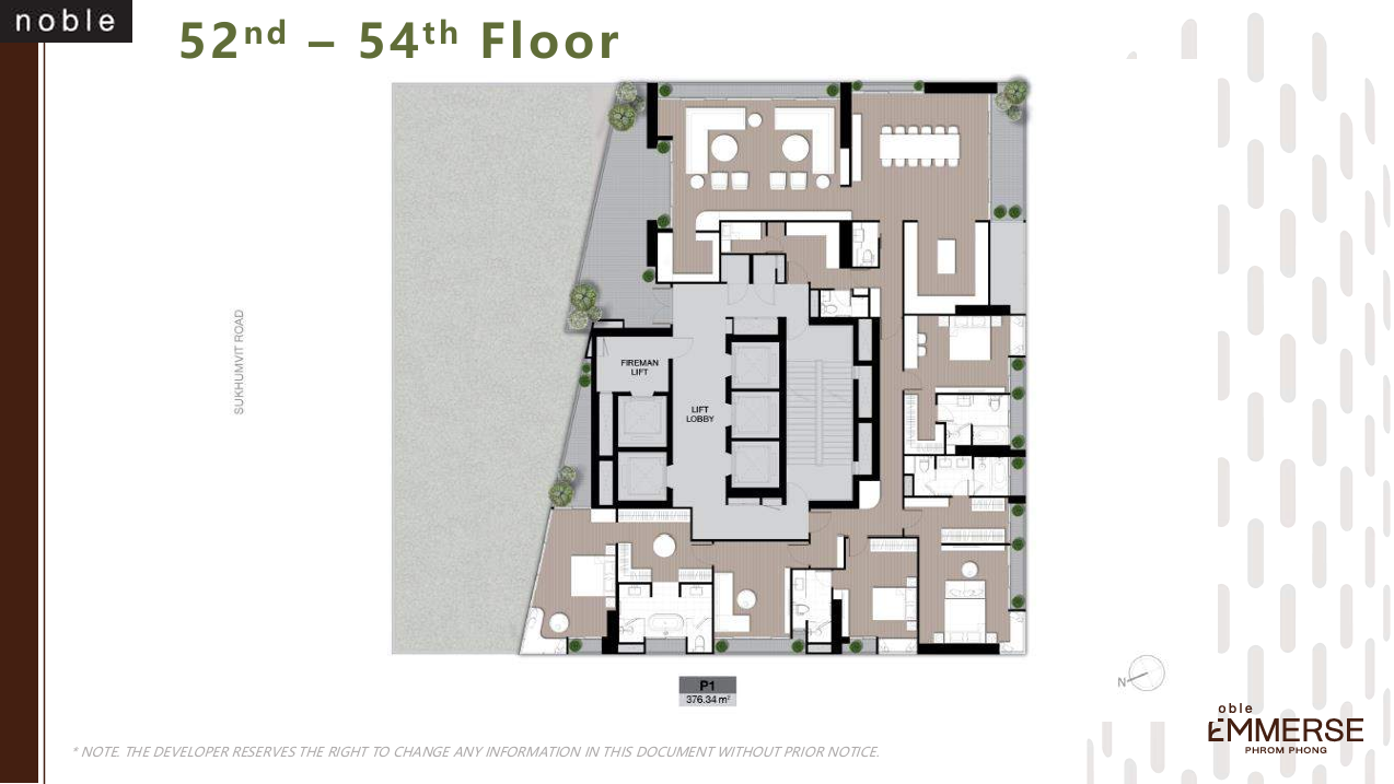 Building Floor Plan of โนเบิล เอ็มเมอร์ส พร้อมพงษ์ - ชั้น 52 - 54
