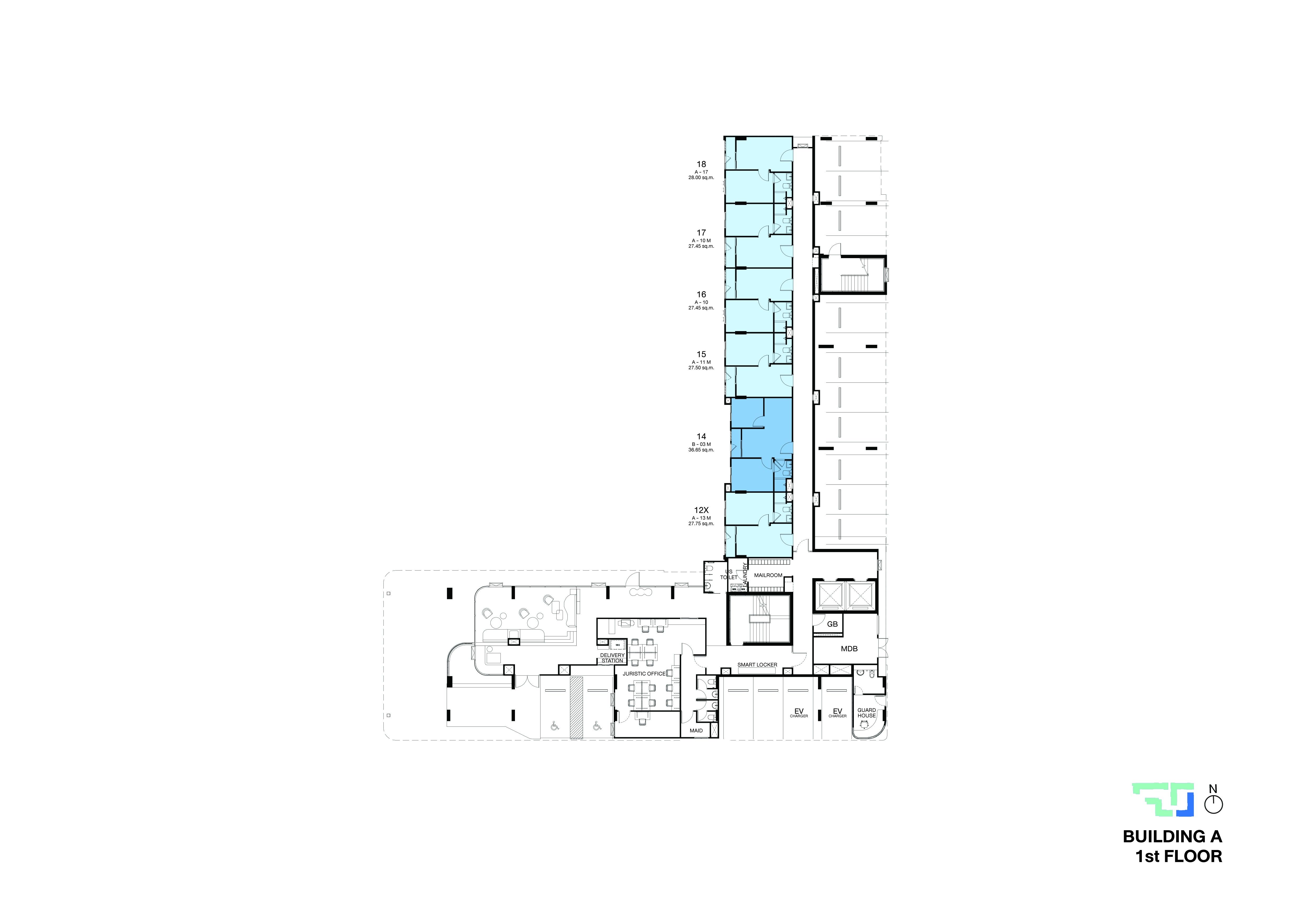Building Floor Plan of Nue Coast Khu Khot Station - 1st Planta