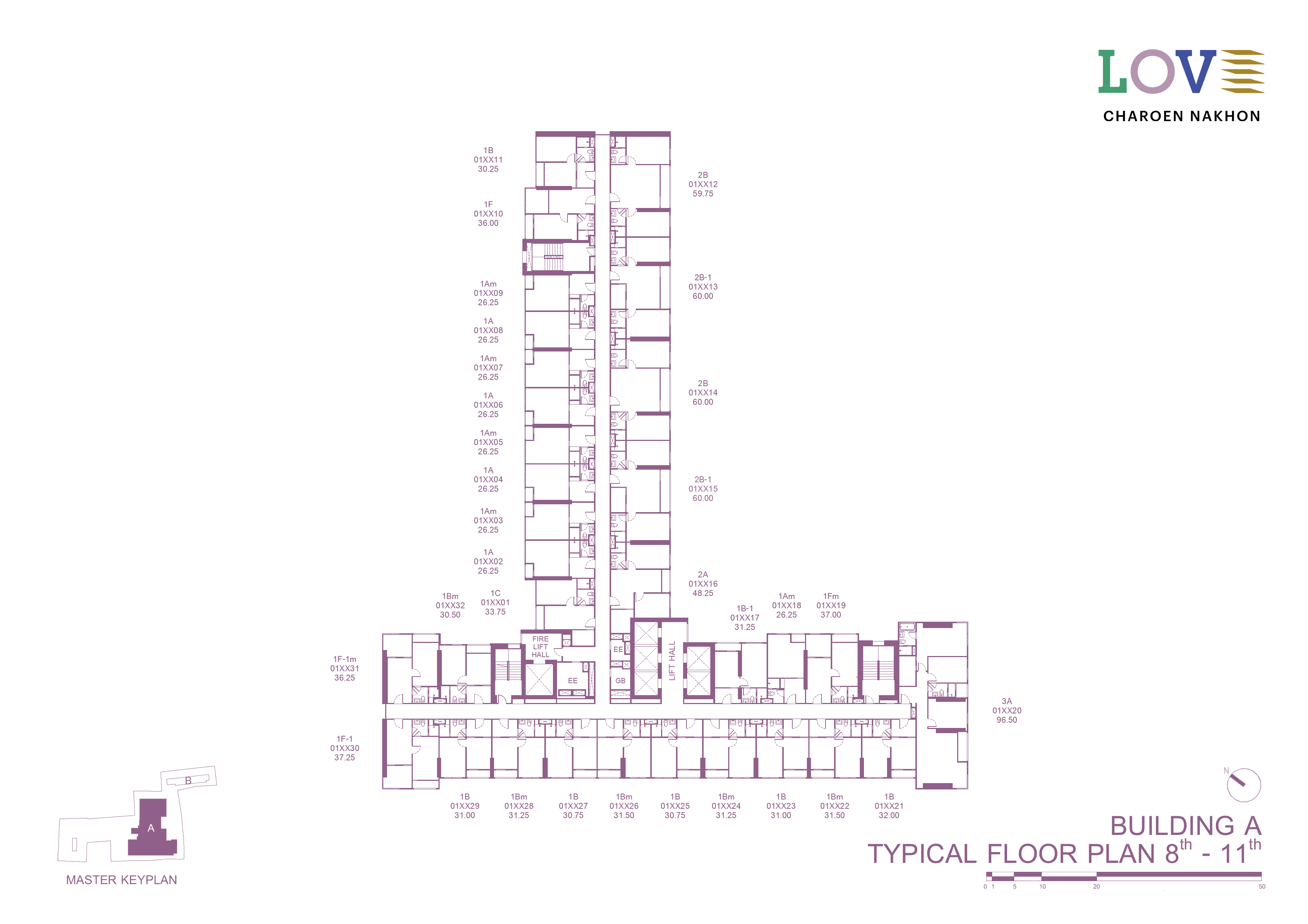 Building Floor Plan of เลิฟ เจริญนคร - ชั้น 8 - 11
