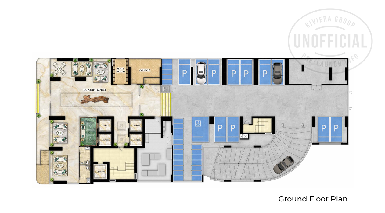 Building Floor Plan of เดอะ ริเวียร่า ปาล์ม บีช วงศ์อมาตย์ - ชั้น 1