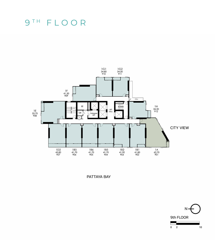 Building Floor Plan of เทตต์ พัทยา - ชั้น 9