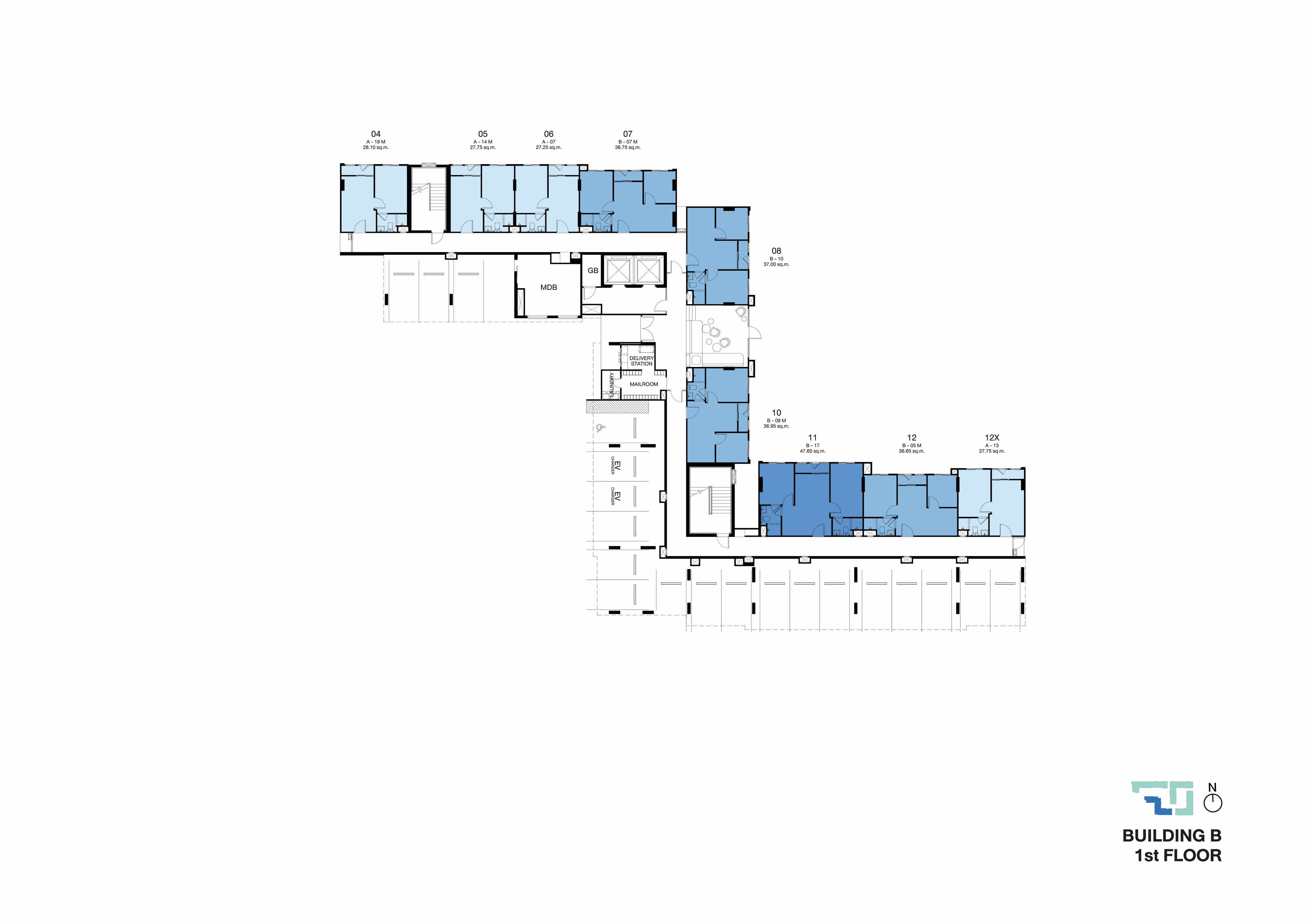 Building Floor Plan of Nue Coast Khu Khot Station - 1st Planta