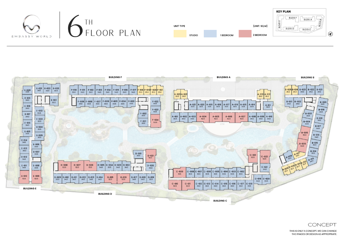 Building Floor Plan of Embassy World - 6th Floor