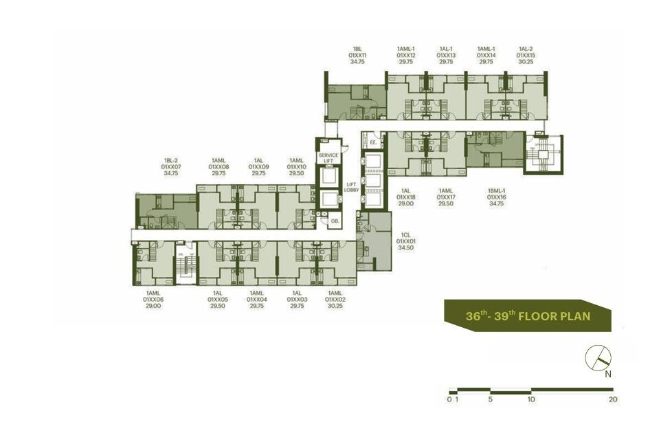 Building Floor Plan of เดอะ เบส วงศ์สว่าง - ชั้น 36 - 39