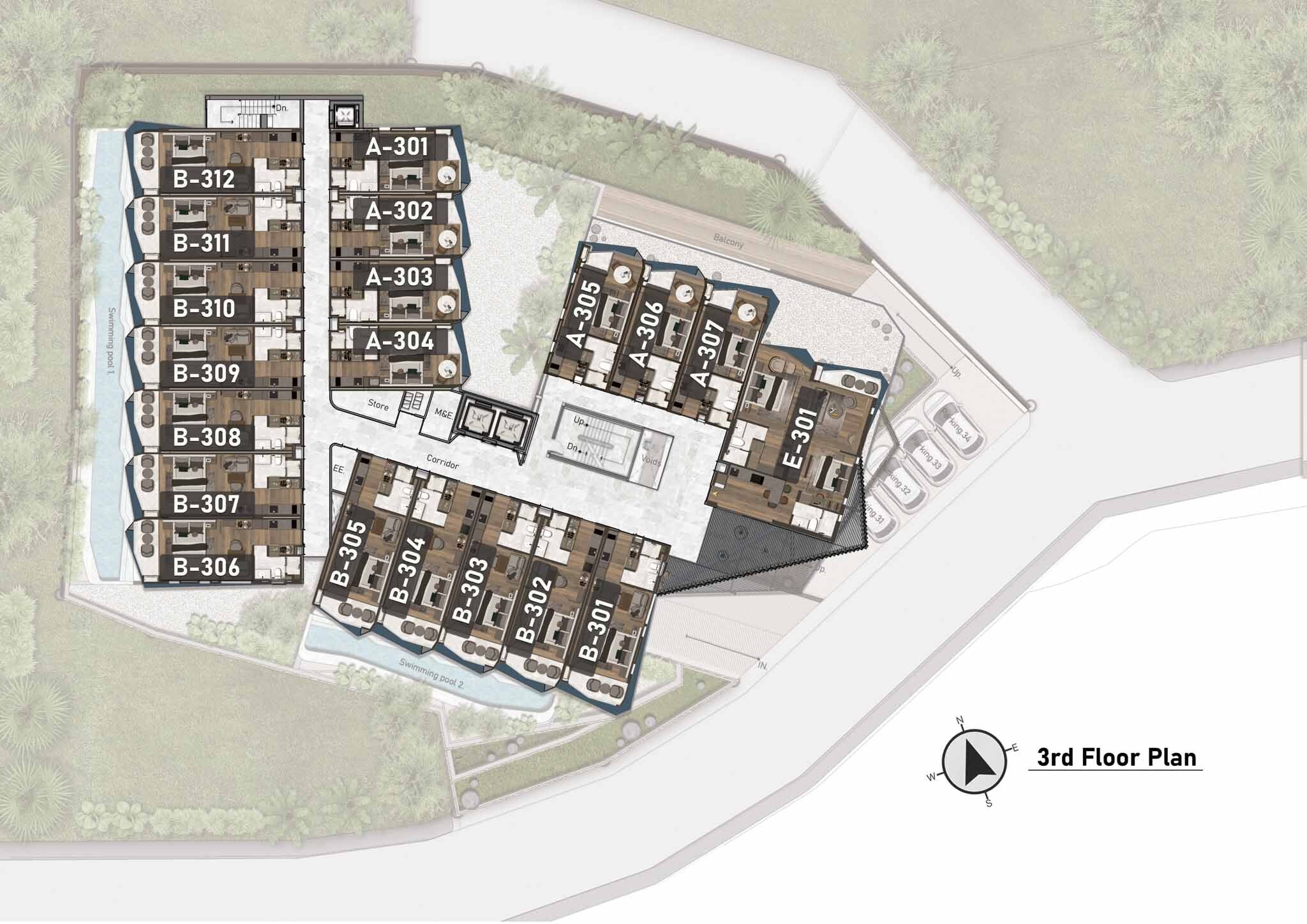Building Floor Plan of อาชิยานา ไฮท์ส - ชั้น 3