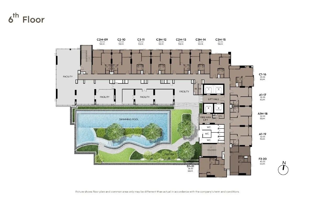 Building Floor Plan of Aspire Sathorn-Taksin Priva - 6th Floor
