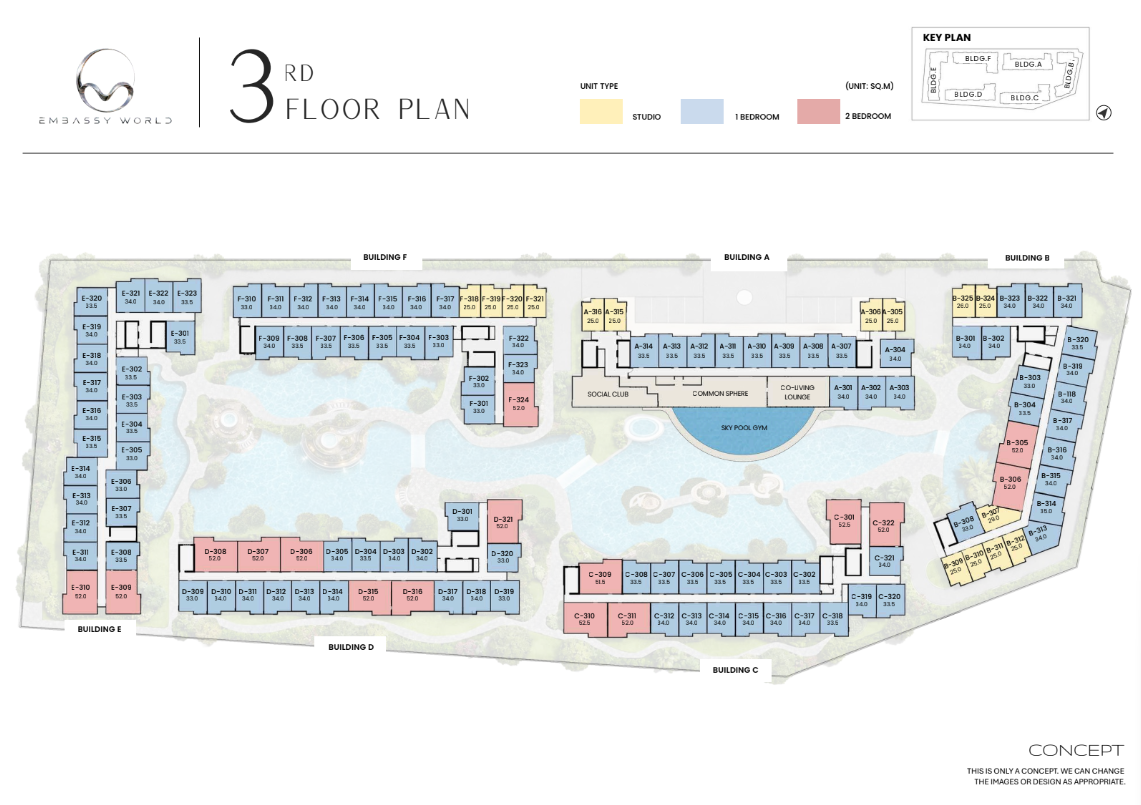 Building Floor Plan of Embassy World - 3rd Floor