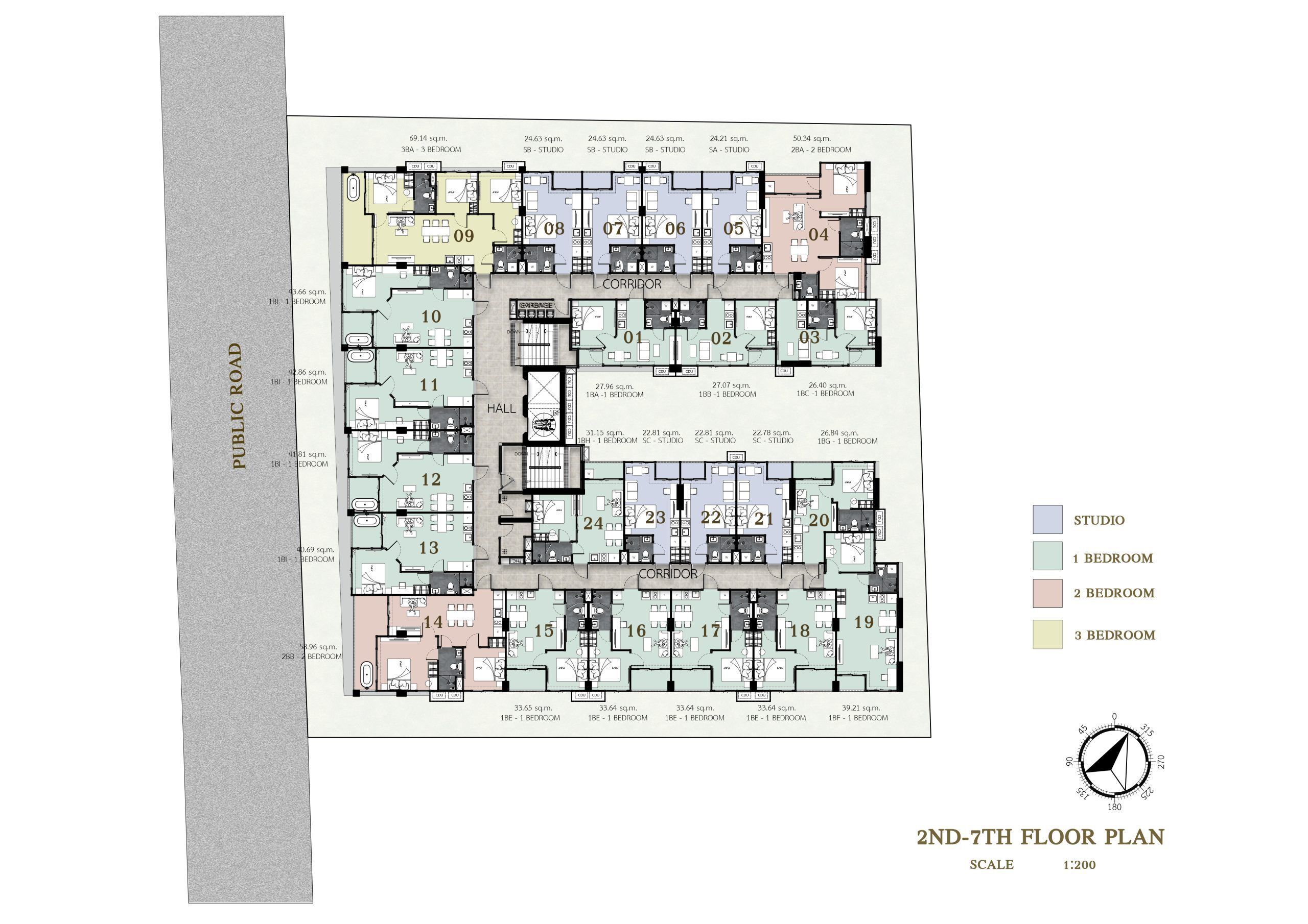 Building Floor Plan of สยาม ออเรียลทัล บีช - ชั้น 2 - 7