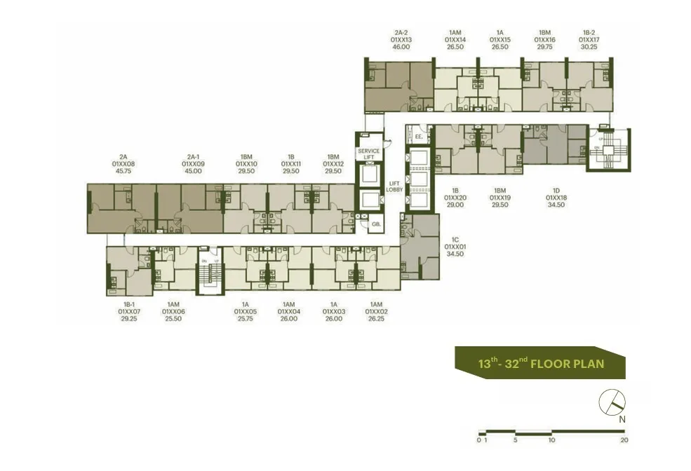 Building Floor Plan of เดอะ เบส วงศ์สว่าง - ชั้น 13 - 32