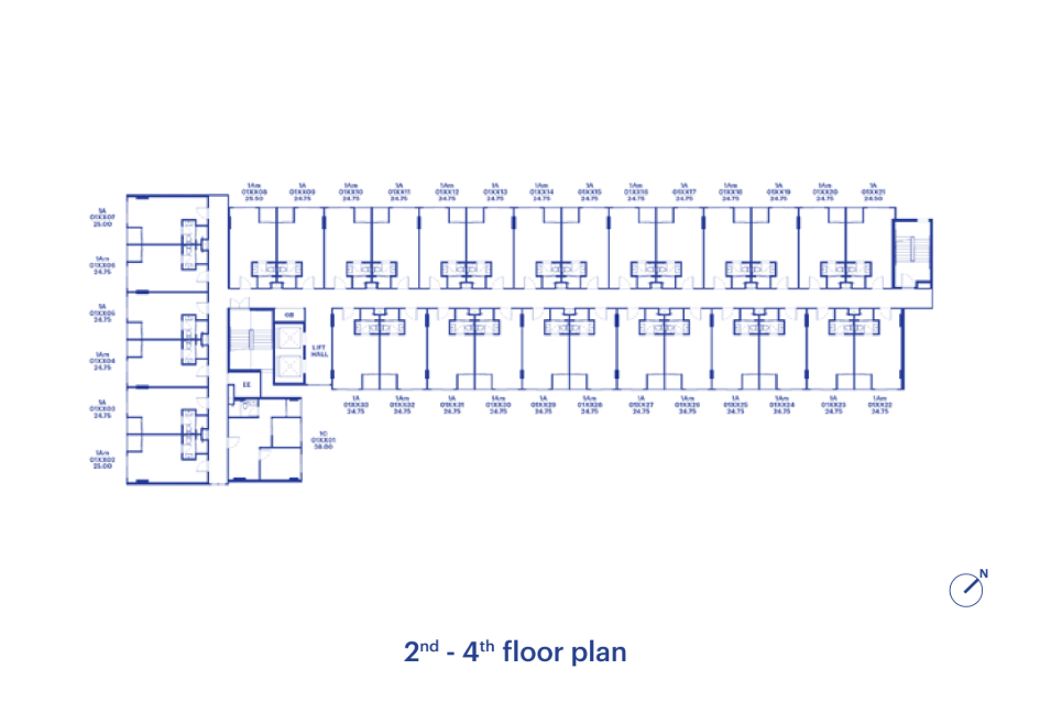 Building Floor Plan of HUB Hua Hin condominium - 2nd - 4th Floor