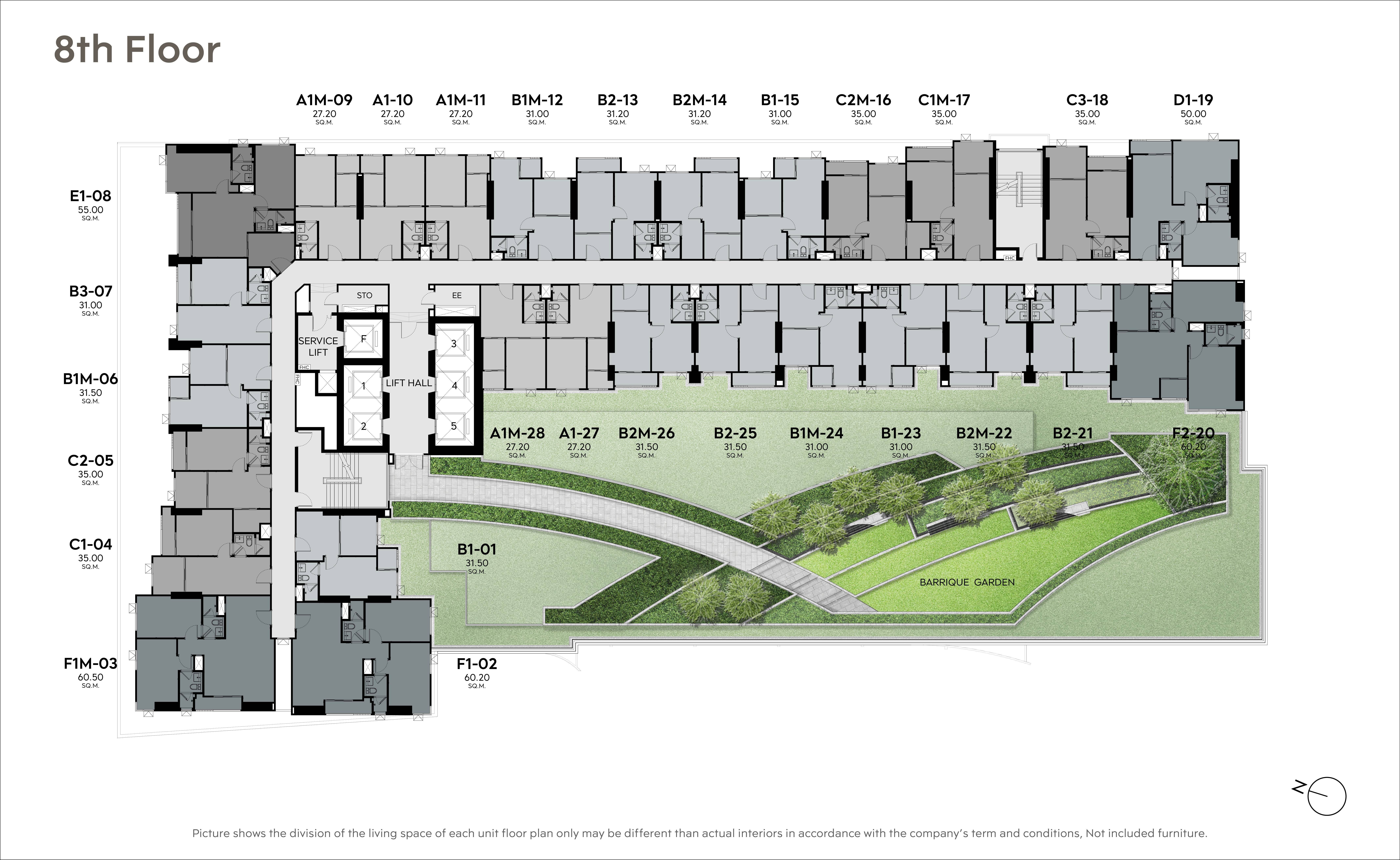 Building Floor Plan of ไลฟ์ สุขุมวิท - พระราม 4 - ชั้น 8