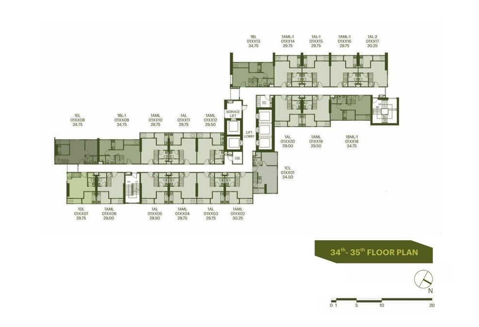 Building Floor Plan of เดอะ เบส วงศ์สว่าง - ชั้น 34 - 35