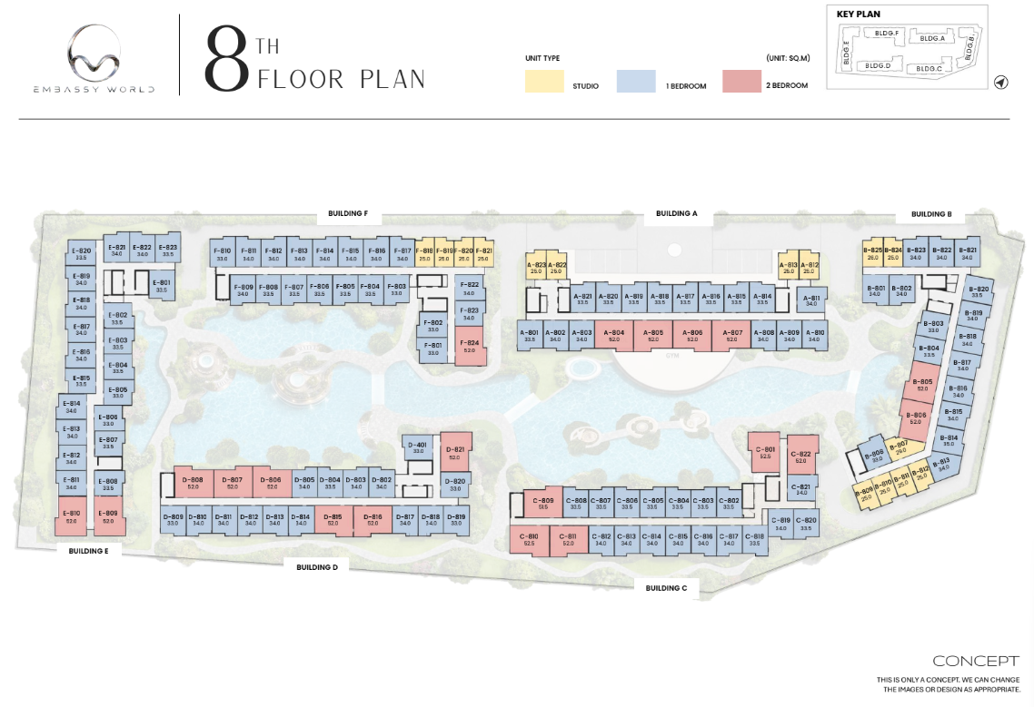 Building Floor Plan of Embassy World - 8th Floor