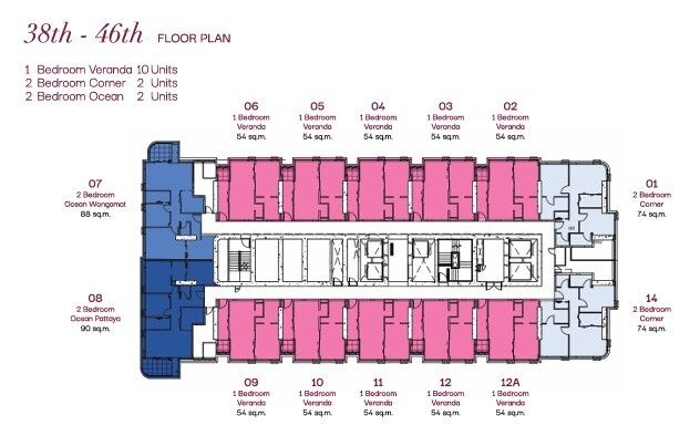 Building Floor Plan of วันซ์วงศ์อมาตย์ - ชั้น 38 - 46