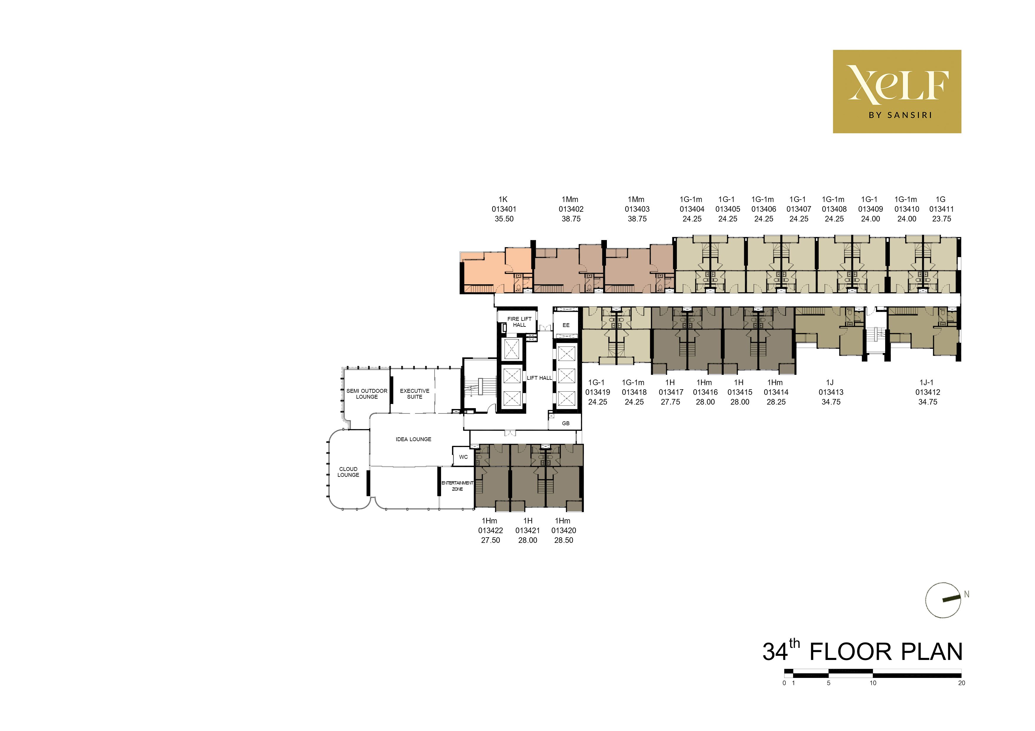 Building Floor Plan of เซลฟ์ บาย แสนสิริ - ชั้น 34