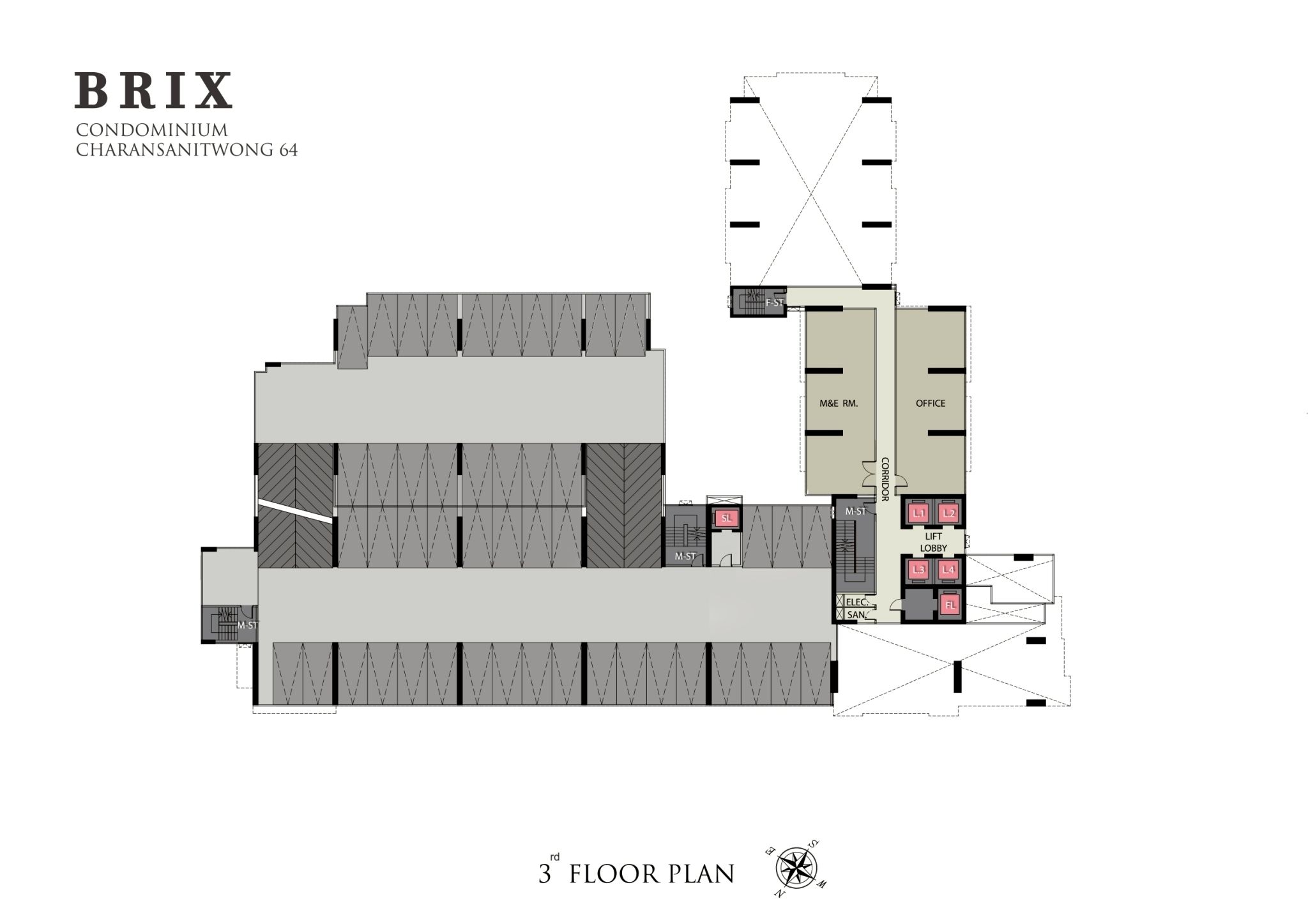 Building Floor Plan of บริกซ์ คอนโดมิเนียม จรัญ 64 - ชั้น 3