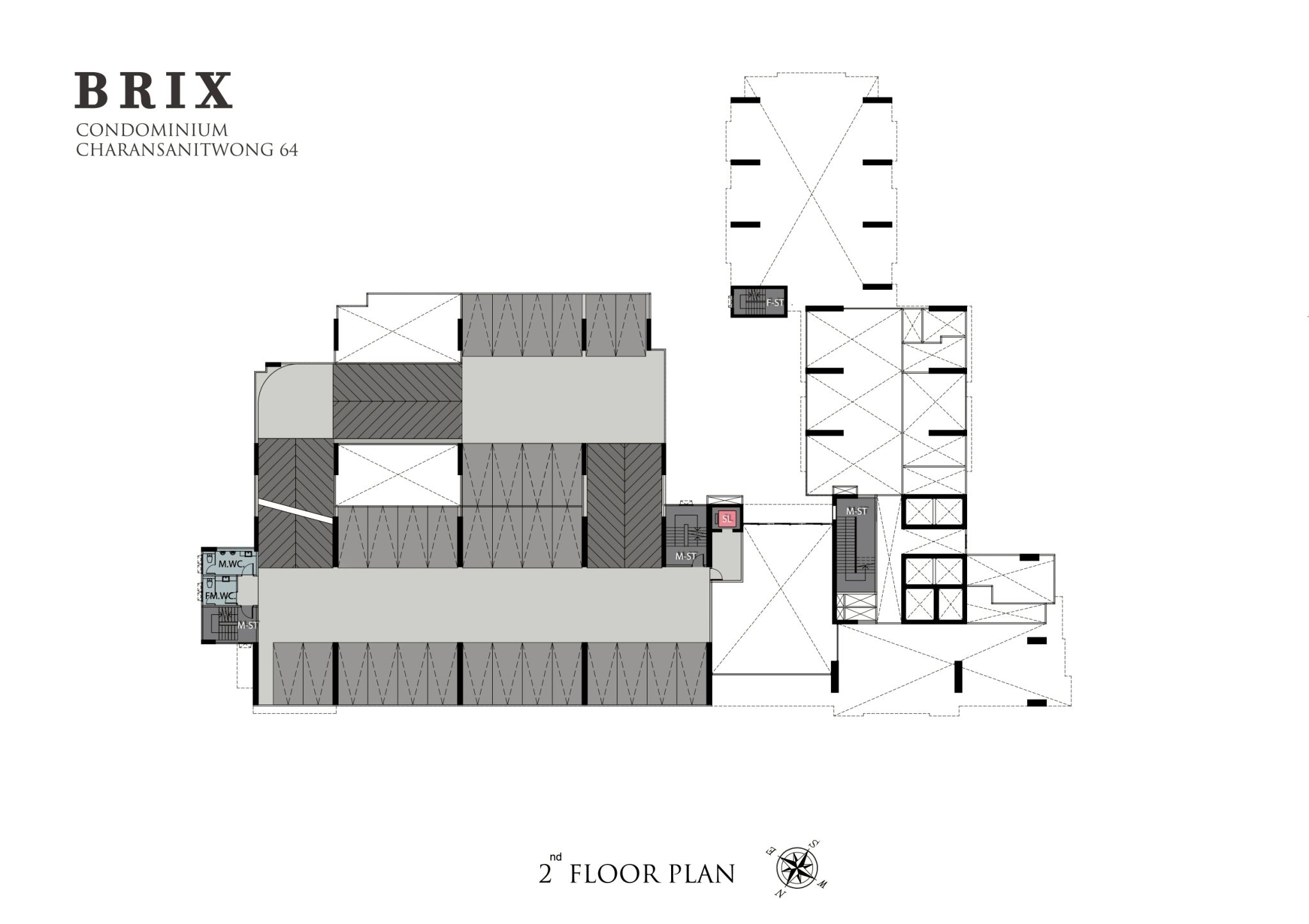 Building Floor Plan of บริกซ์ คอนโดมิเนียม จรัญ 64 - ชั้น 2