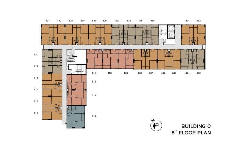 Building Floor Plan of เสนา คิทท์ ศรีนครินทร์ - ศรีด่าน - ชั้น 8