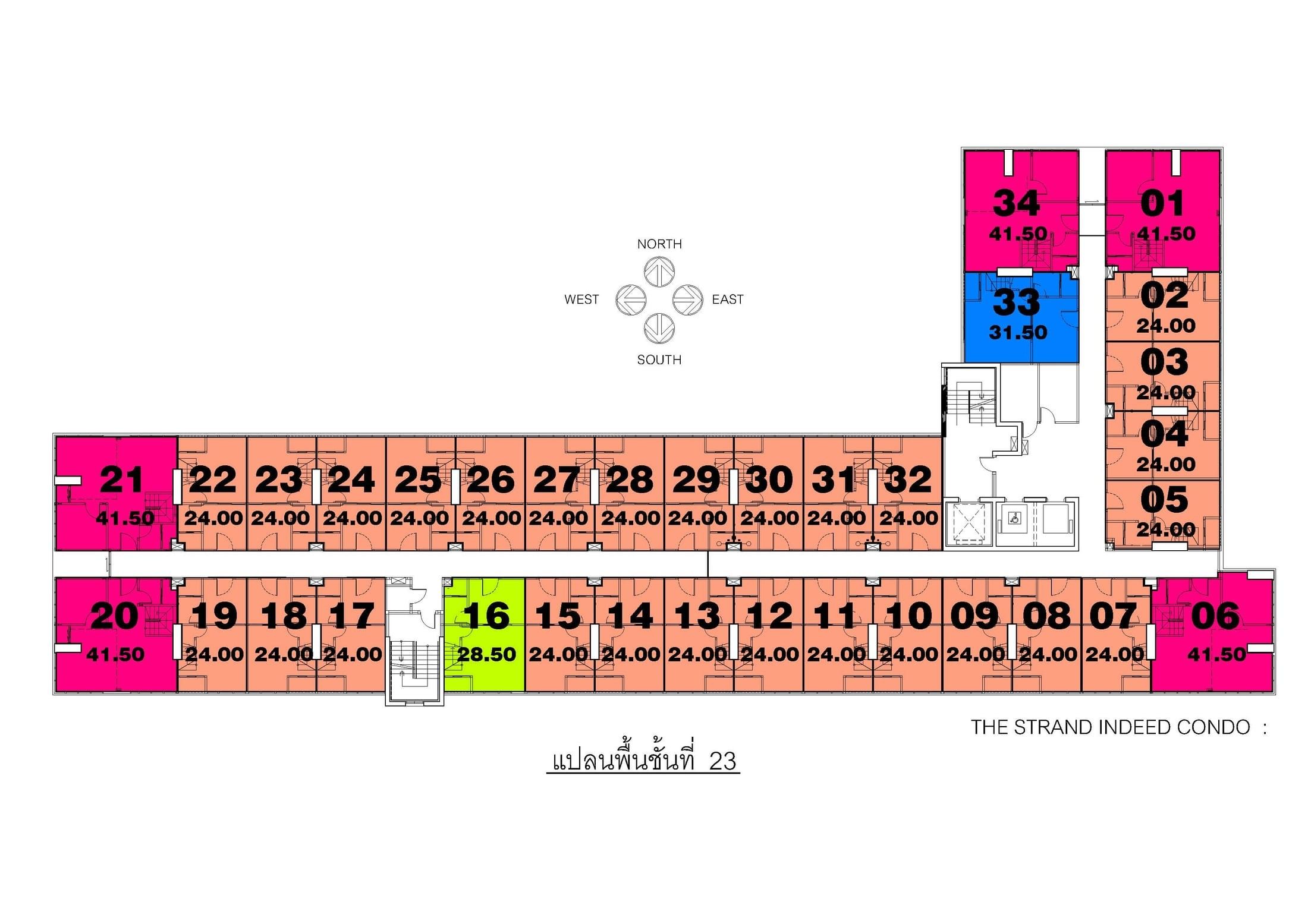 Building Floor Plan of The Strand Indeed Condo Sriracha - 23rd Geschoss