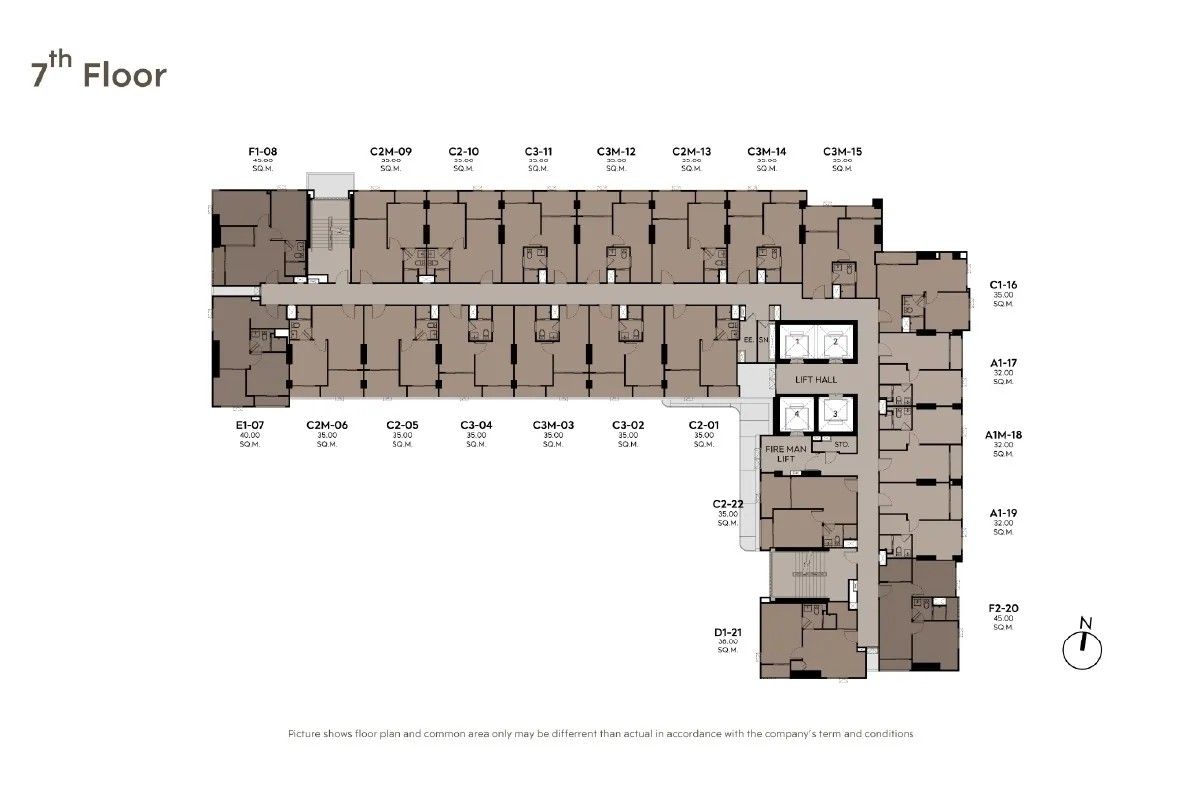 Building Floor Plan of Aspire Sathorn-Taksin Priva - 7th Floor