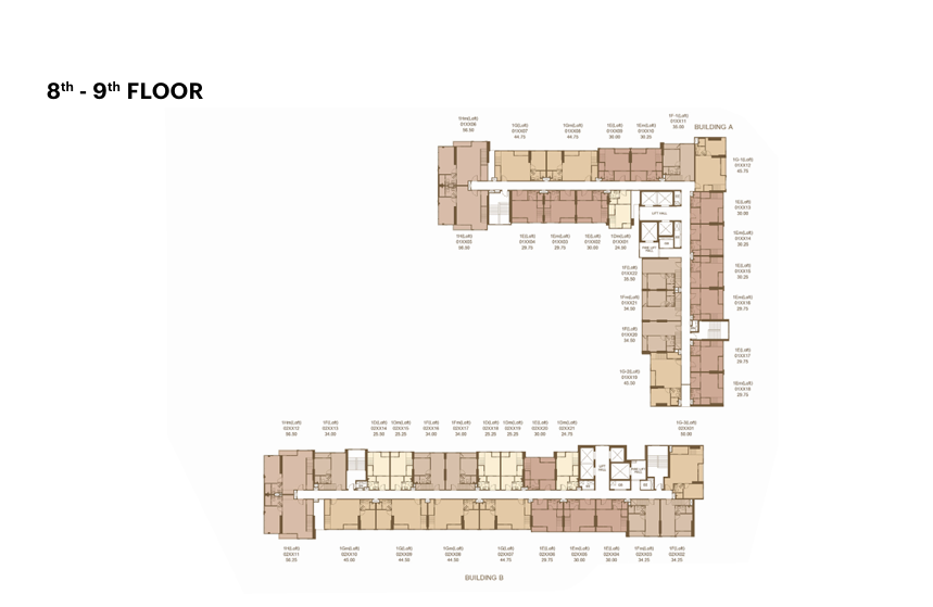 Building Floor Plan of XT10 Ekkamai - ชั้น 8 - 9