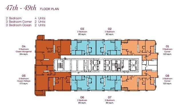 Building Floor Plan of วันซ์วงศ์อมาตย์ - ชั้น 47 - 49