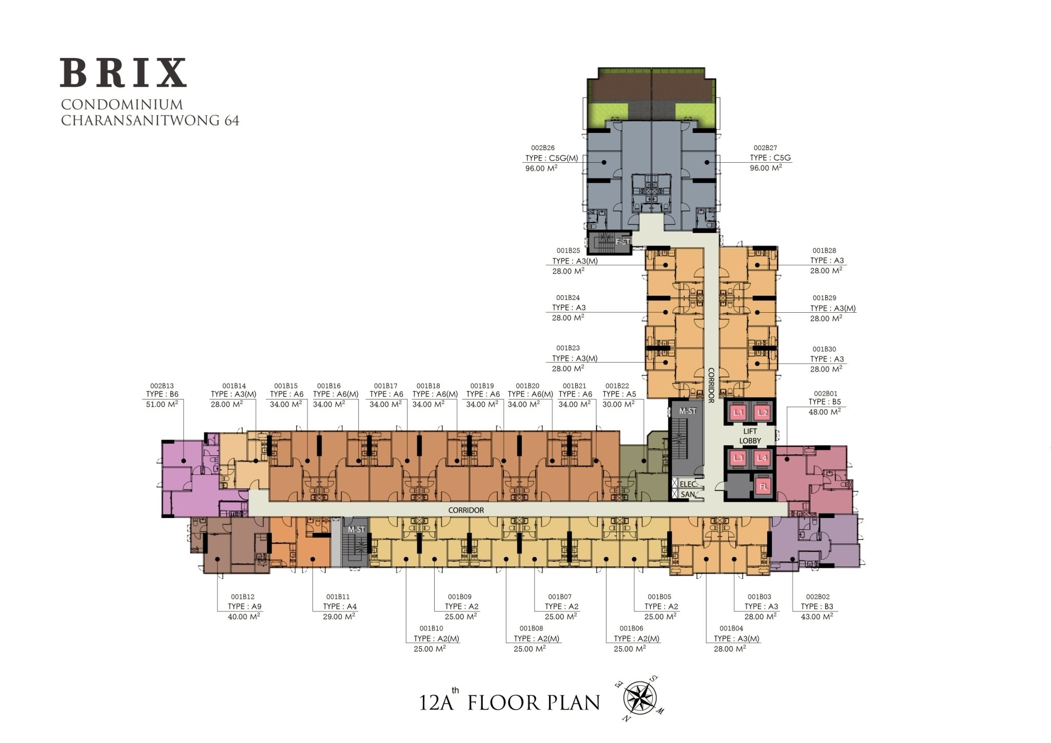 Building Floor Plan of บริกซ์ คอนโดมิเนียม จรัญ 64 - ชั้น 13