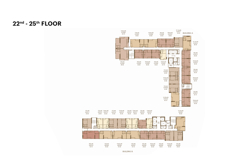 Building Floor Plan of XT10 Ekkamai - ชั้น 22 - 25
