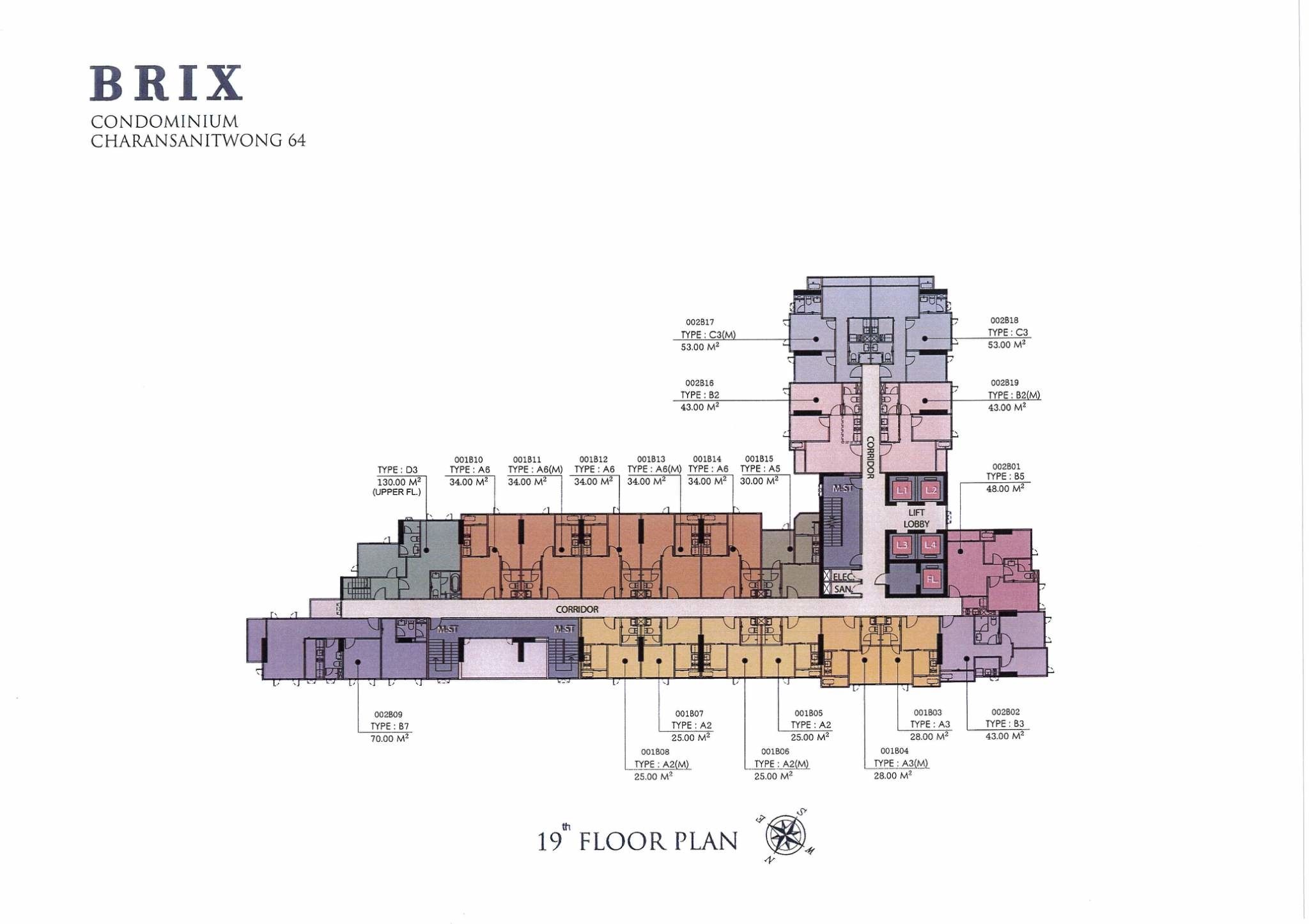 Building Floor Plan of บริกซ์ คอนโดมิเนียม จรัญ 64 - ชั้น 22 - 23