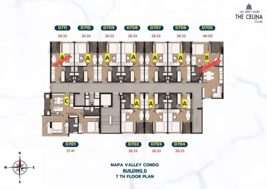 Building Floor Plan of The Celina Condo - 7th Floor
