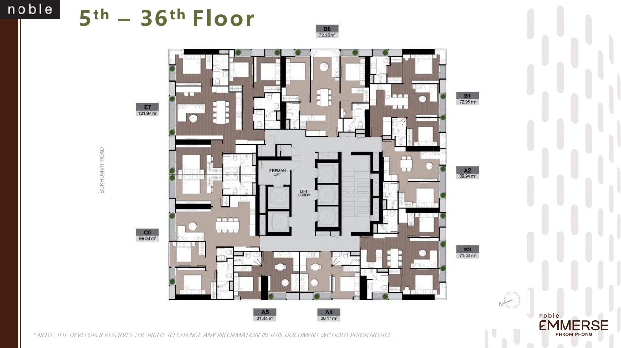 Building Floor Plan of โนเบิล เอ็มเมอร์ส พร้อมพงษ์ - ชั้น 5 - 36