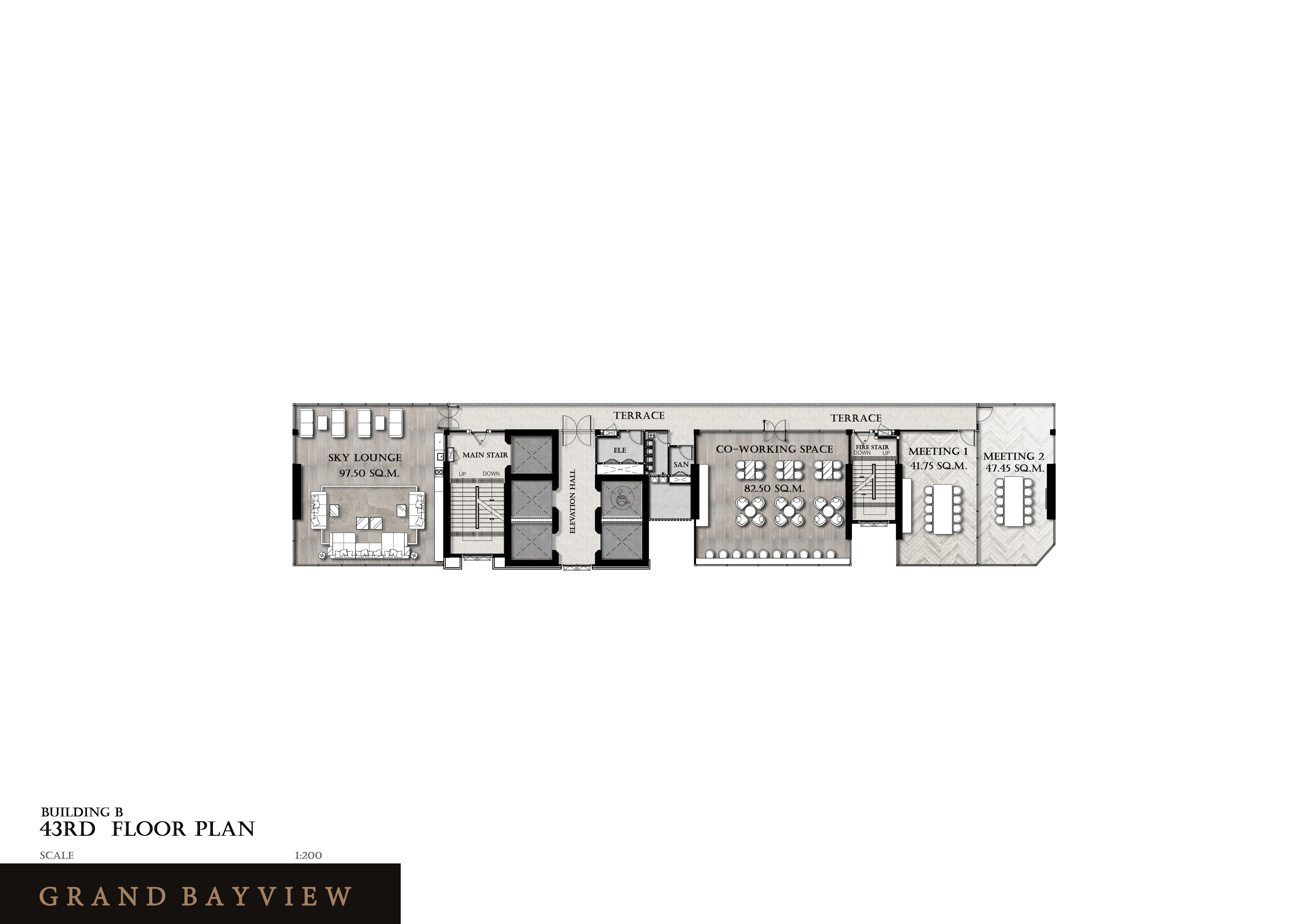 Building Floor Plan of Grand Bay View Condominium – Pattaya - 43rd Floor