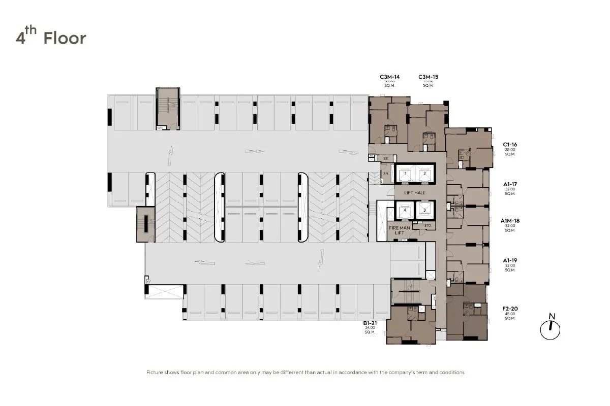 Building Floor Plan of Aspire Sathorn-Taksin Priva - 4th Floor