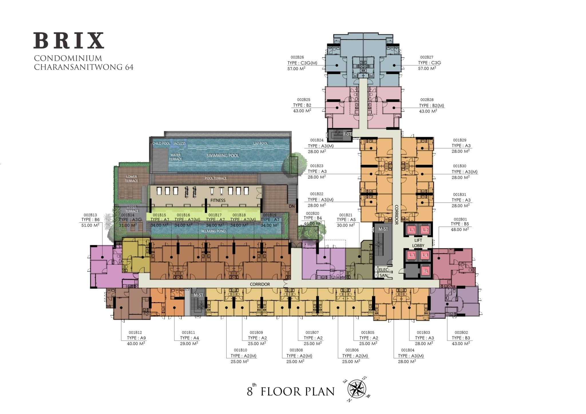 Building Floor Plan of บริกซ์ คอนโดมิเนียม จรัญ 64 - ชั้น 8