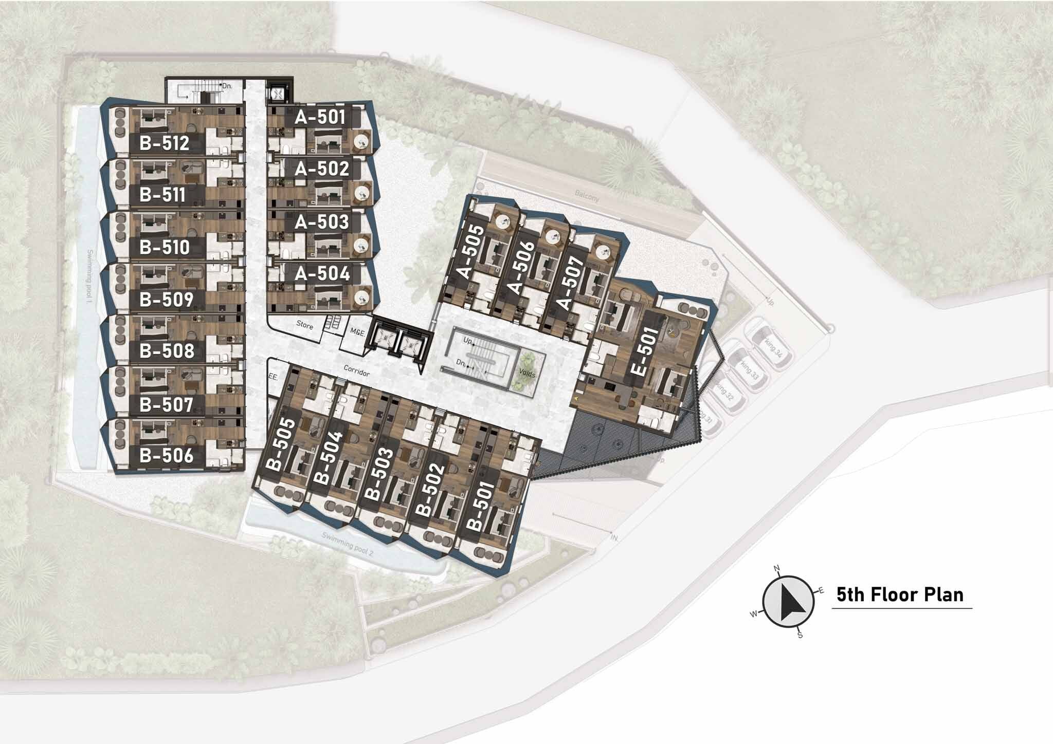 Building Floor Plan of อาชิยานา ไฮท์ส - ชั้น 4 - 5