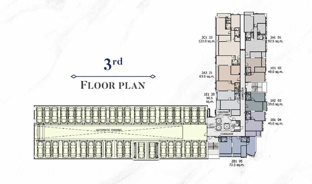 Building Floor Plan of ศุภาลัย พรีเมียร์ สามเสน - ราชวัตร - ชั้น 3