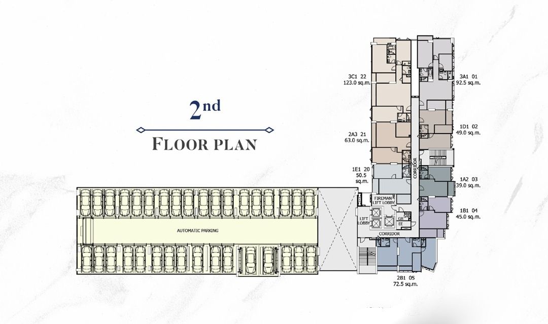Building Floor Plan of ศุภาลัย พรีเมียร์ สามเสน - ราชวัตร - ชั้น 2