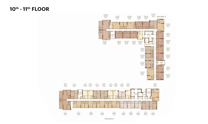 Building Floor Plan of XT10 Ekkamai - ชั้น 10 - 11