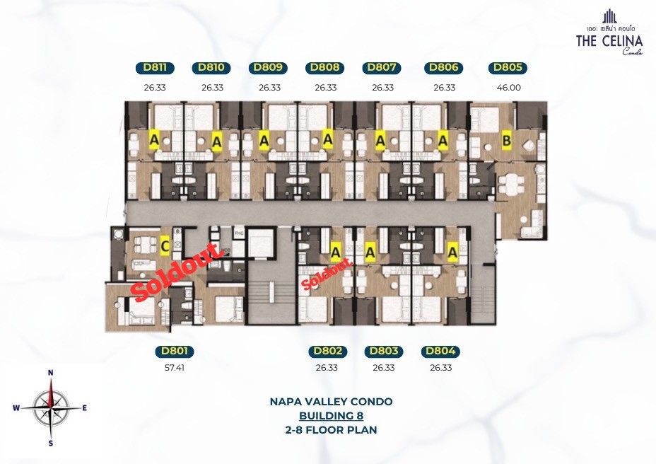 Building Floor Plan of The Celina Condo - 8th Floor