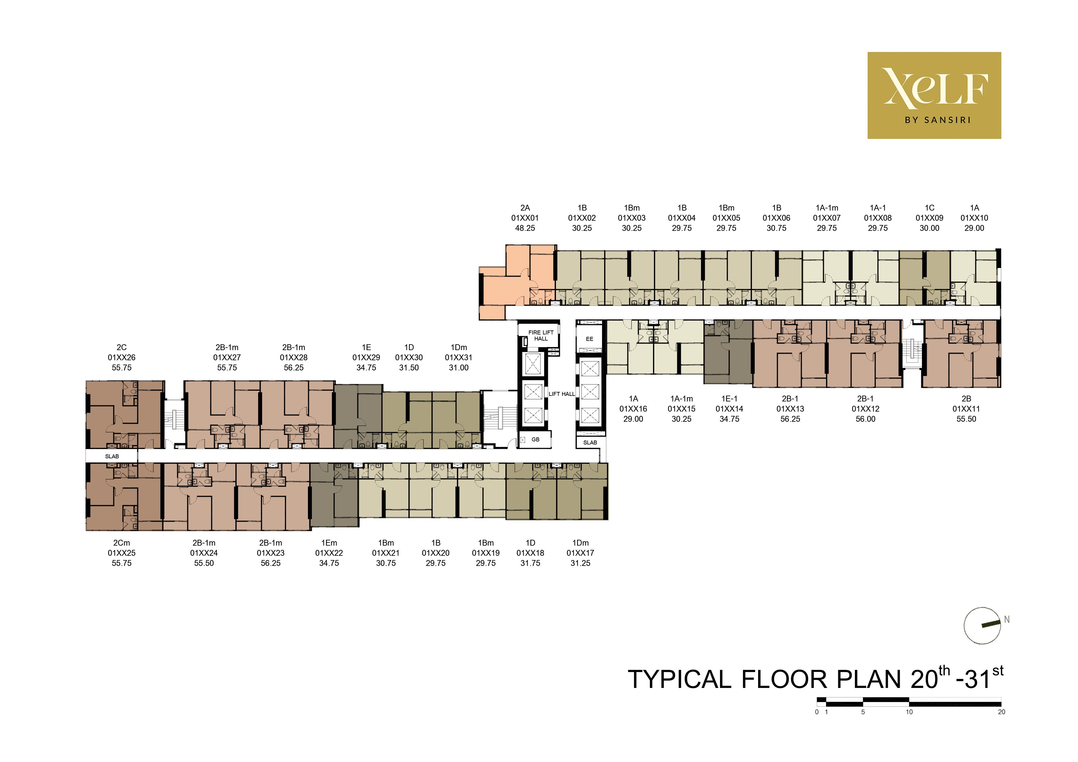 Building Floor Plan of เซลฟ์ บาย แสนสิริ - ชั้น 20 - 31