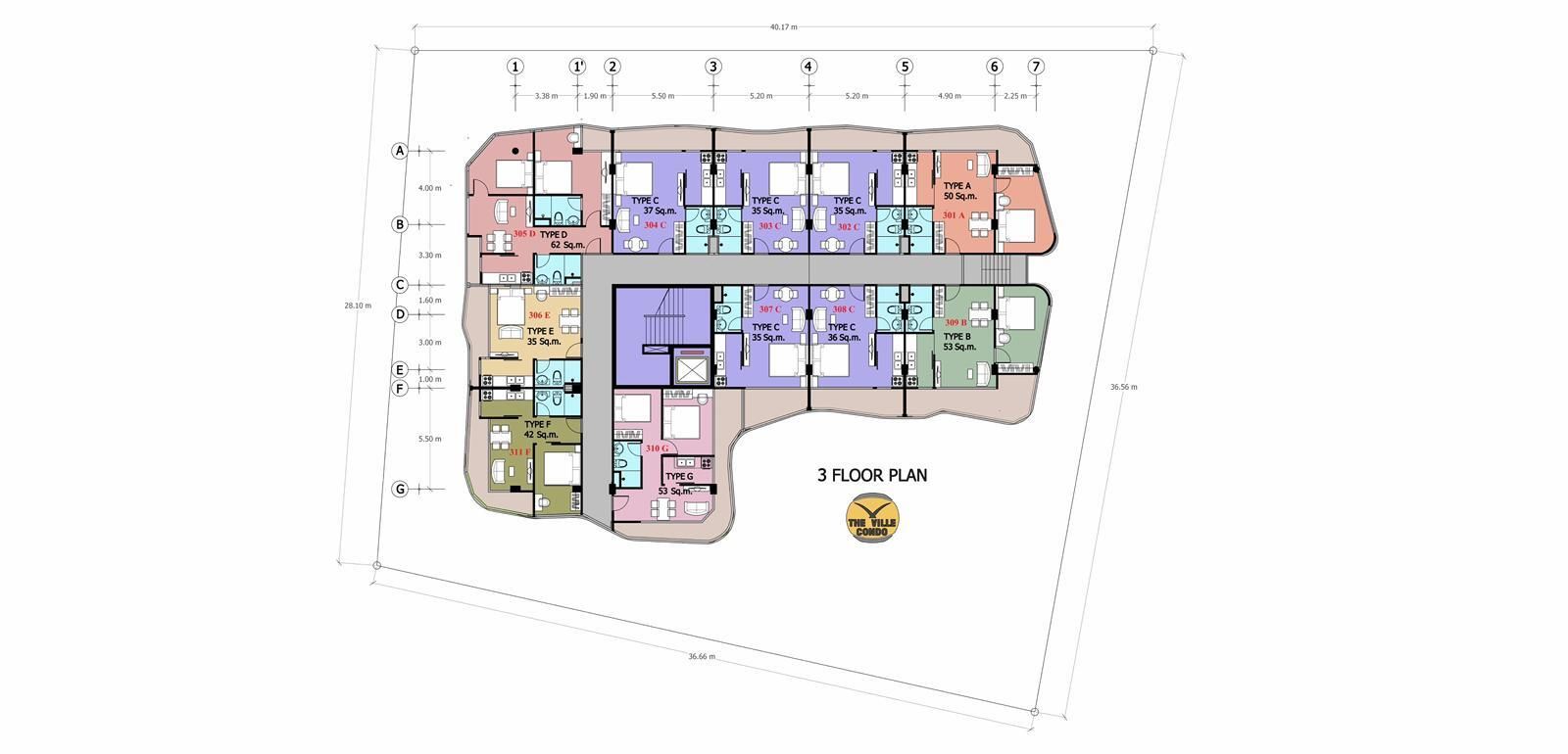 Building Floor Plan of เดอะ วิล คอนโด - ชั้น 3