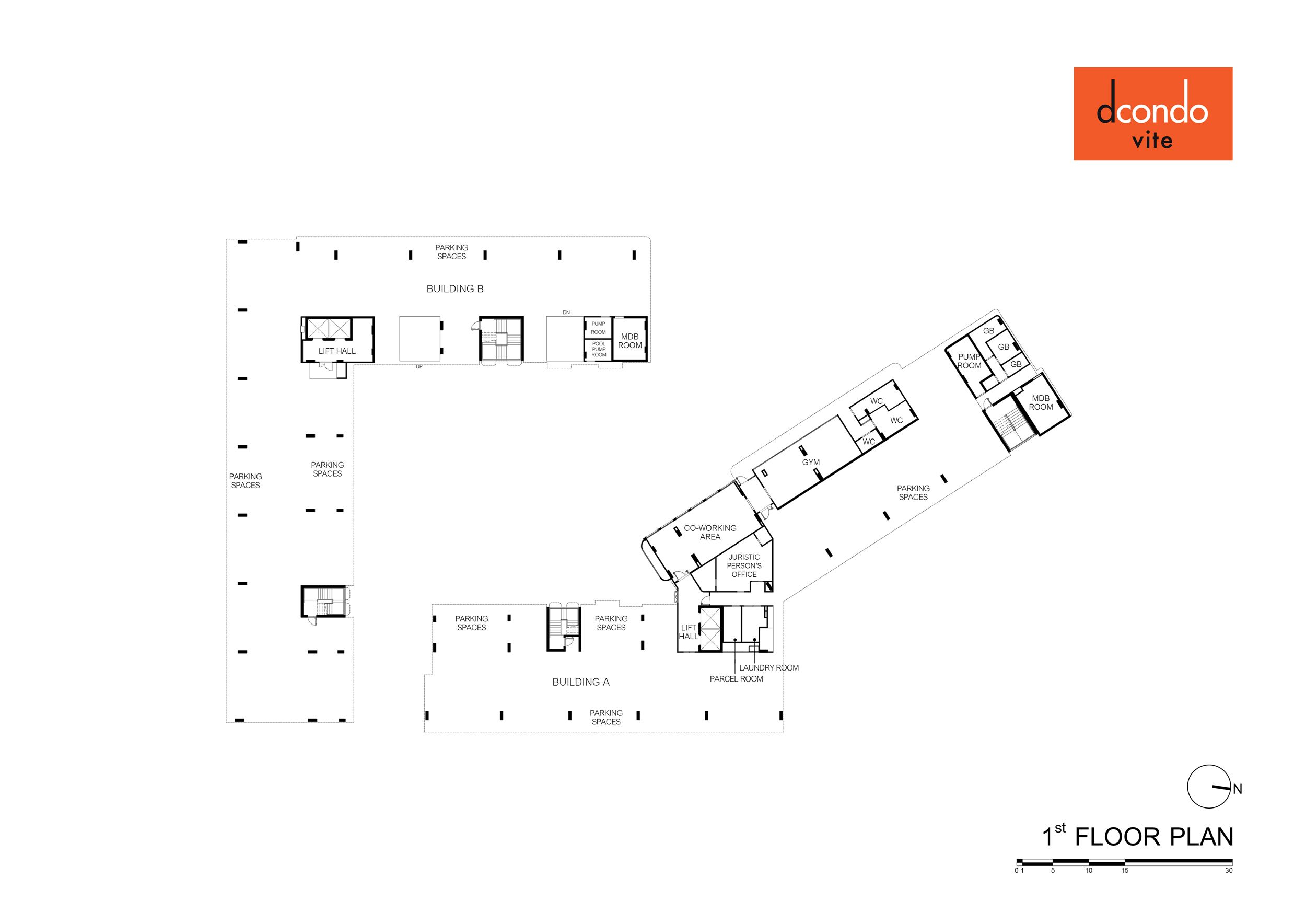 Building Floor Plan of ดีคอนโด วีเต้ - ชั้น 1