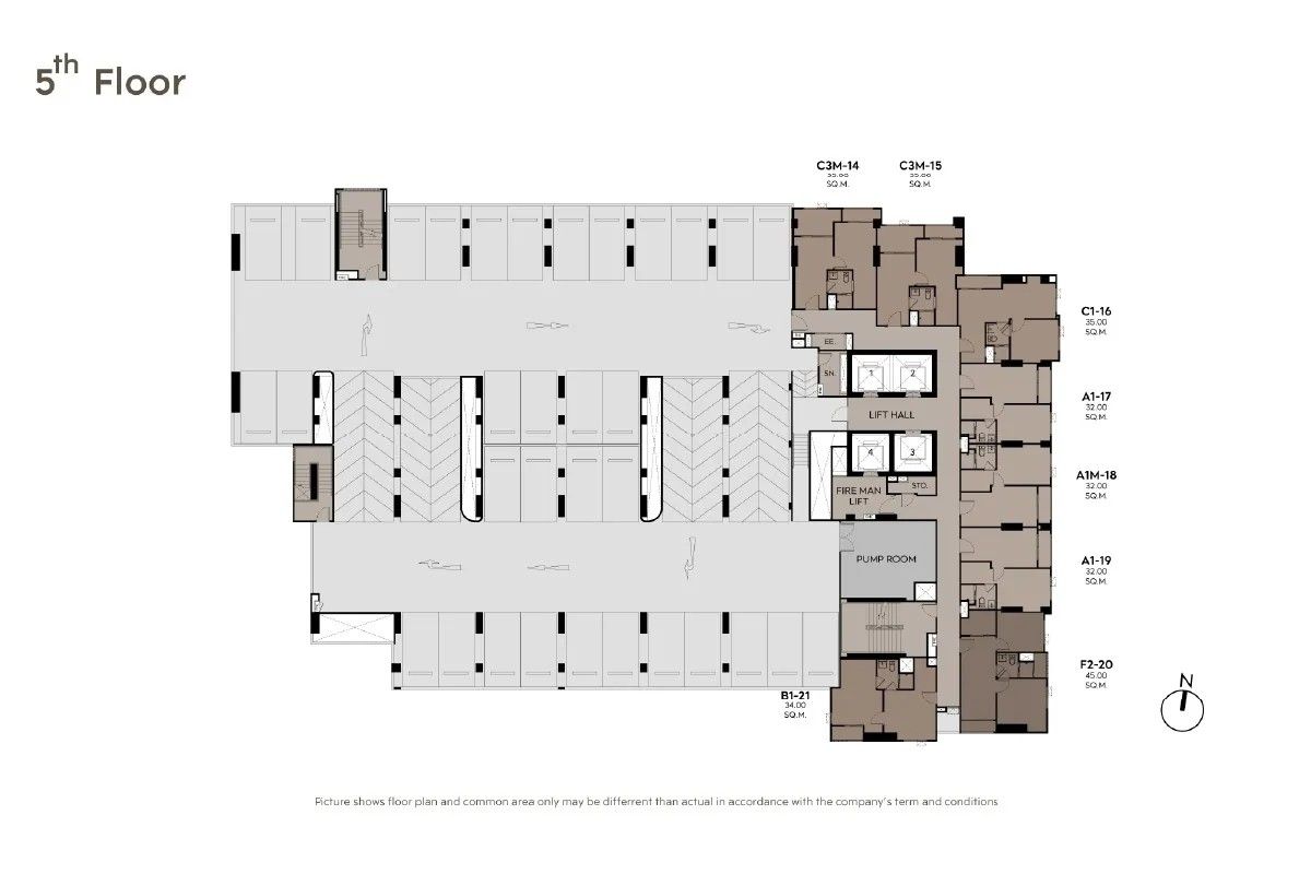 Building Floor Plan of Aspire Sathorn-Taksin Priva - 5th Floor