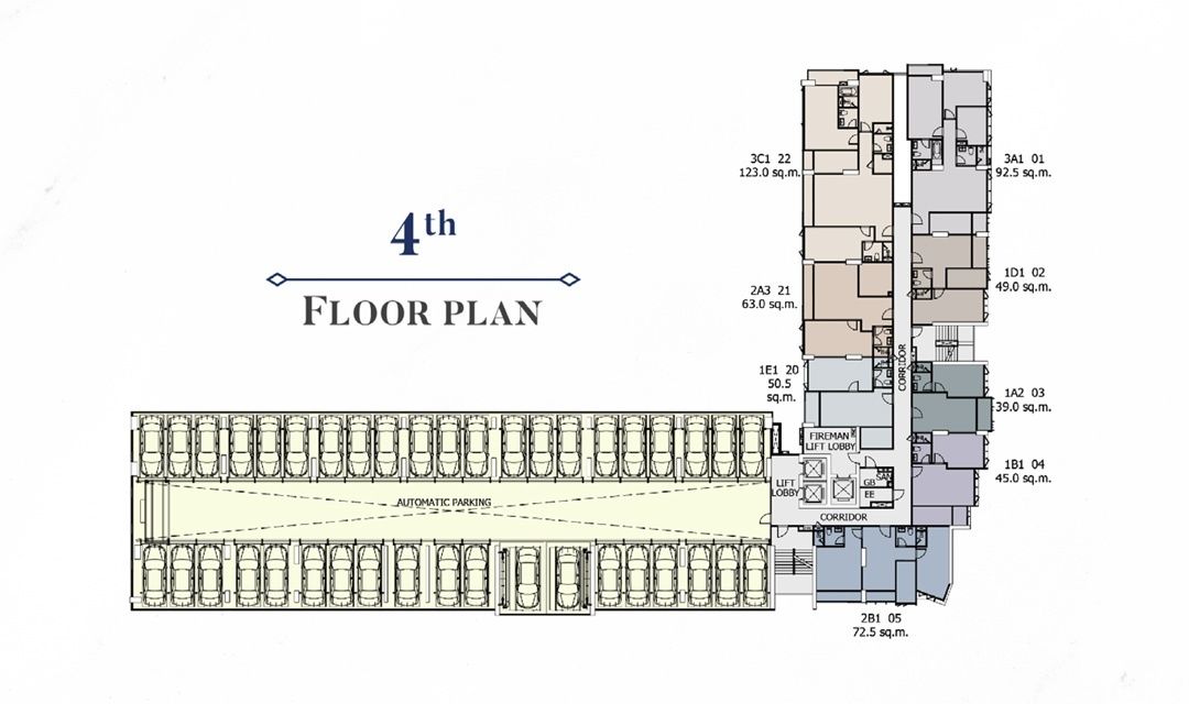 Building Floor Plan of ศุภาลัย พรีเมียร์ สามเสน - ราชวัตร - ชั้น 4