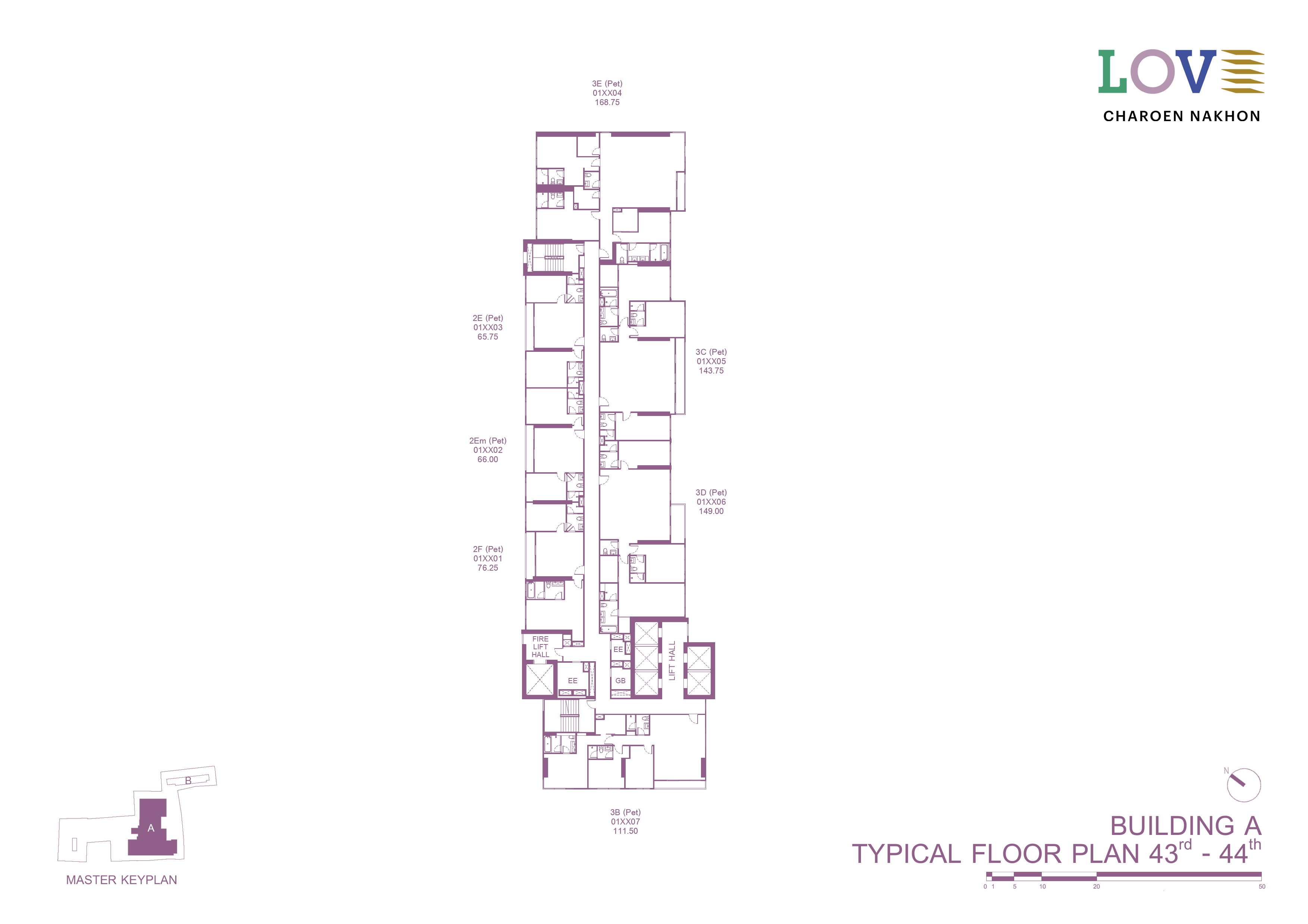 Building Floor Plan of เลิฟ เจริญนคร - ชั้น 43 - 44