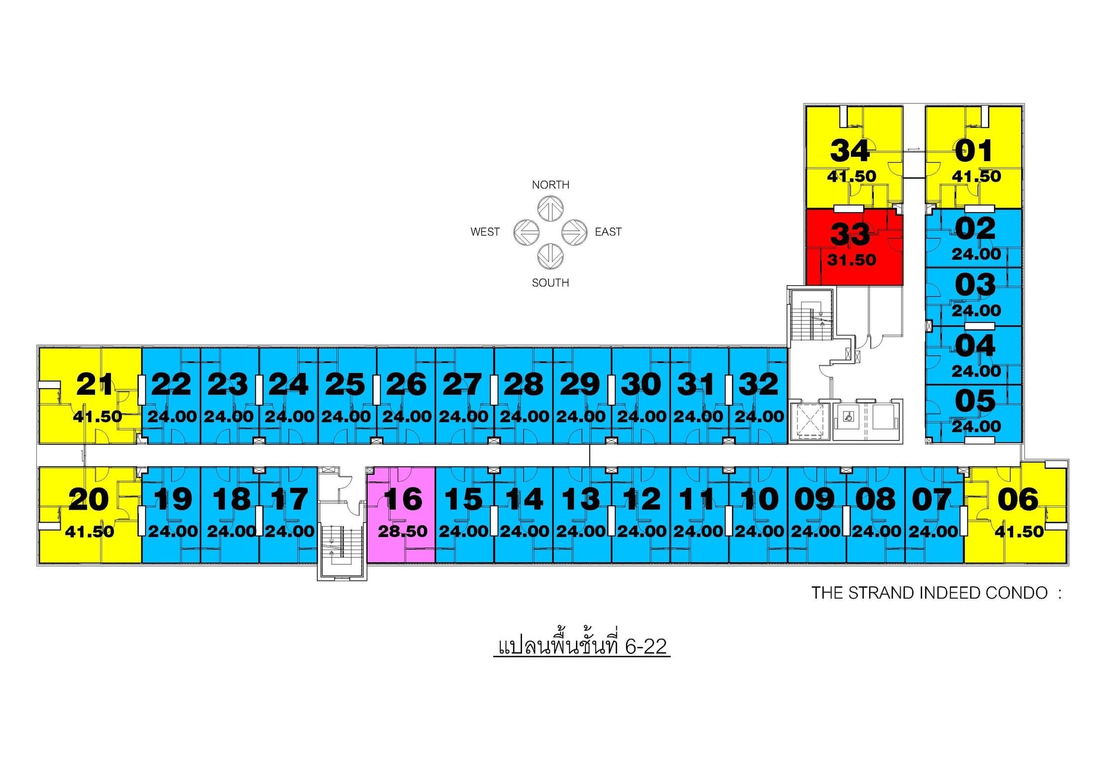 Building Floor Plan of The Strand Indeed Condo Sriracha - 6th - 22nd Geschoss