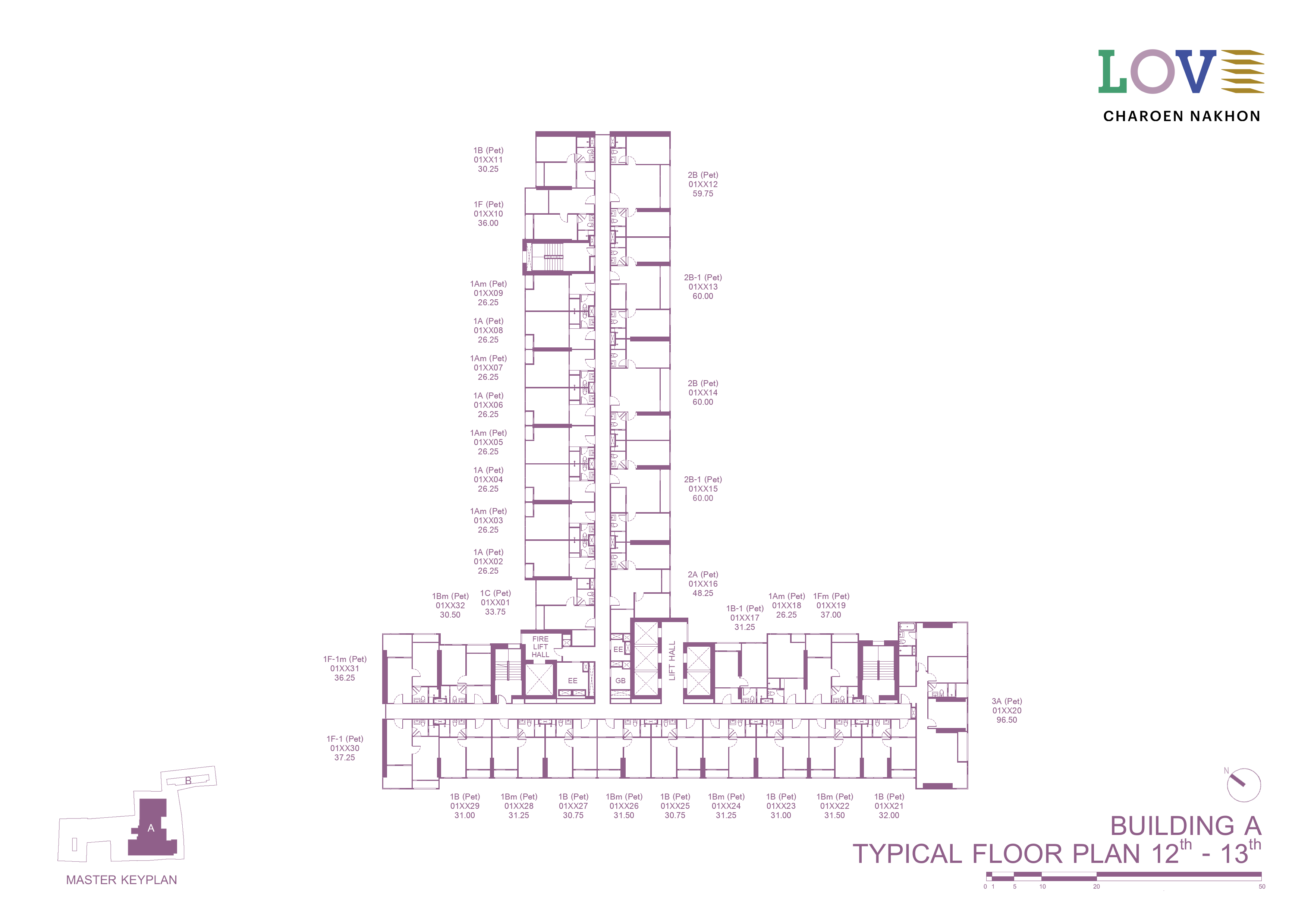 Building Floor Plan of เลิฟ เจริญนคร - ชั้น 12 - 13