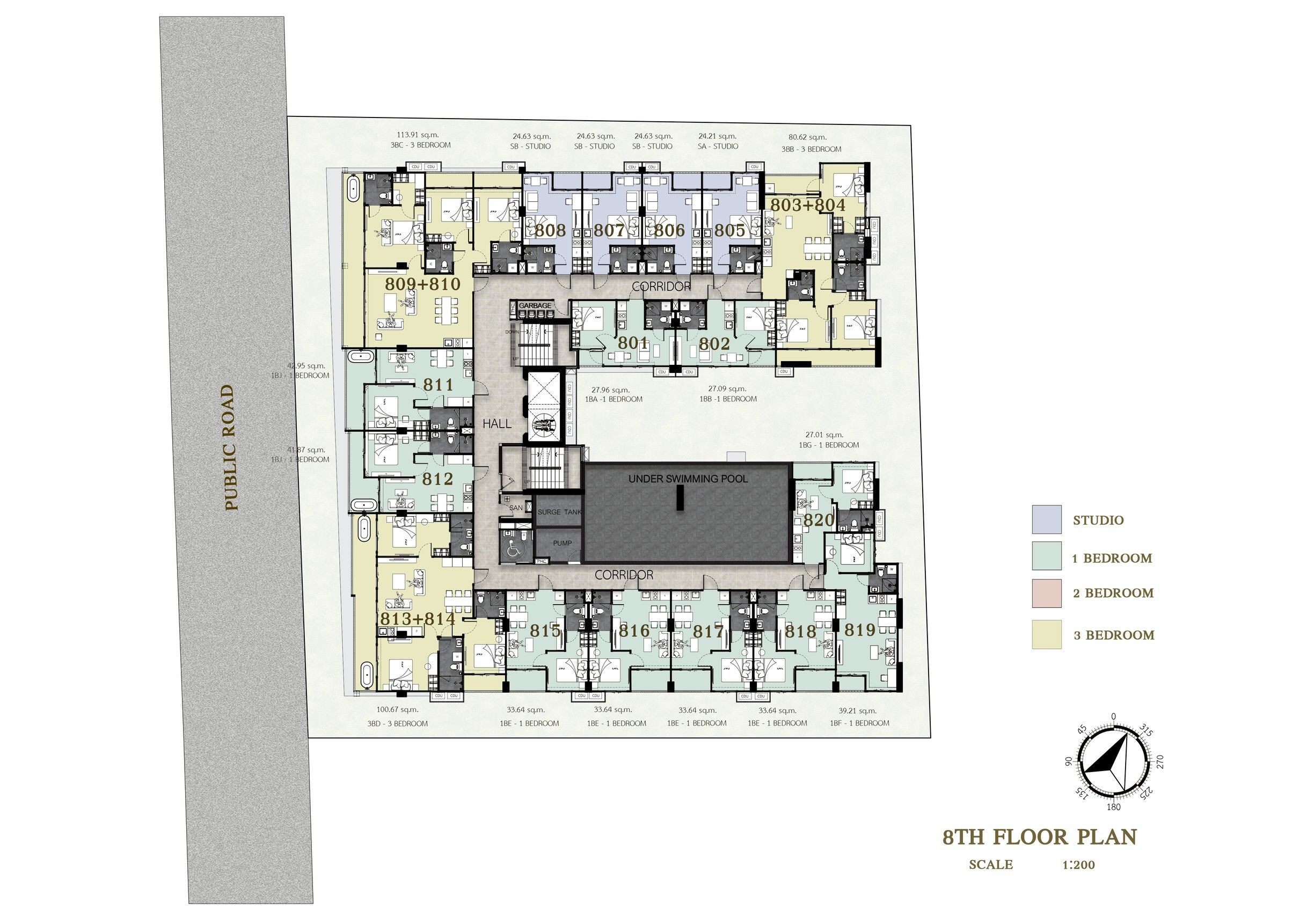 Building Floor Plan of สยาม ออเรียลทัล บีช - ชั้น 8