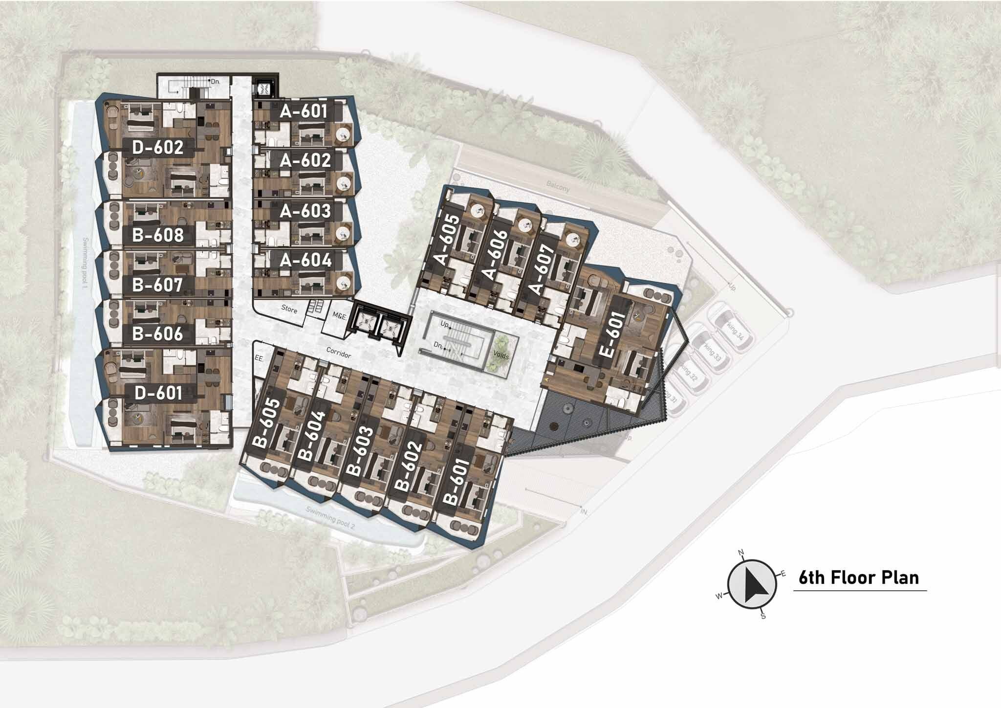 Building Floor Plan of อาชิยานา ไฮท์ส - ชั้น 6